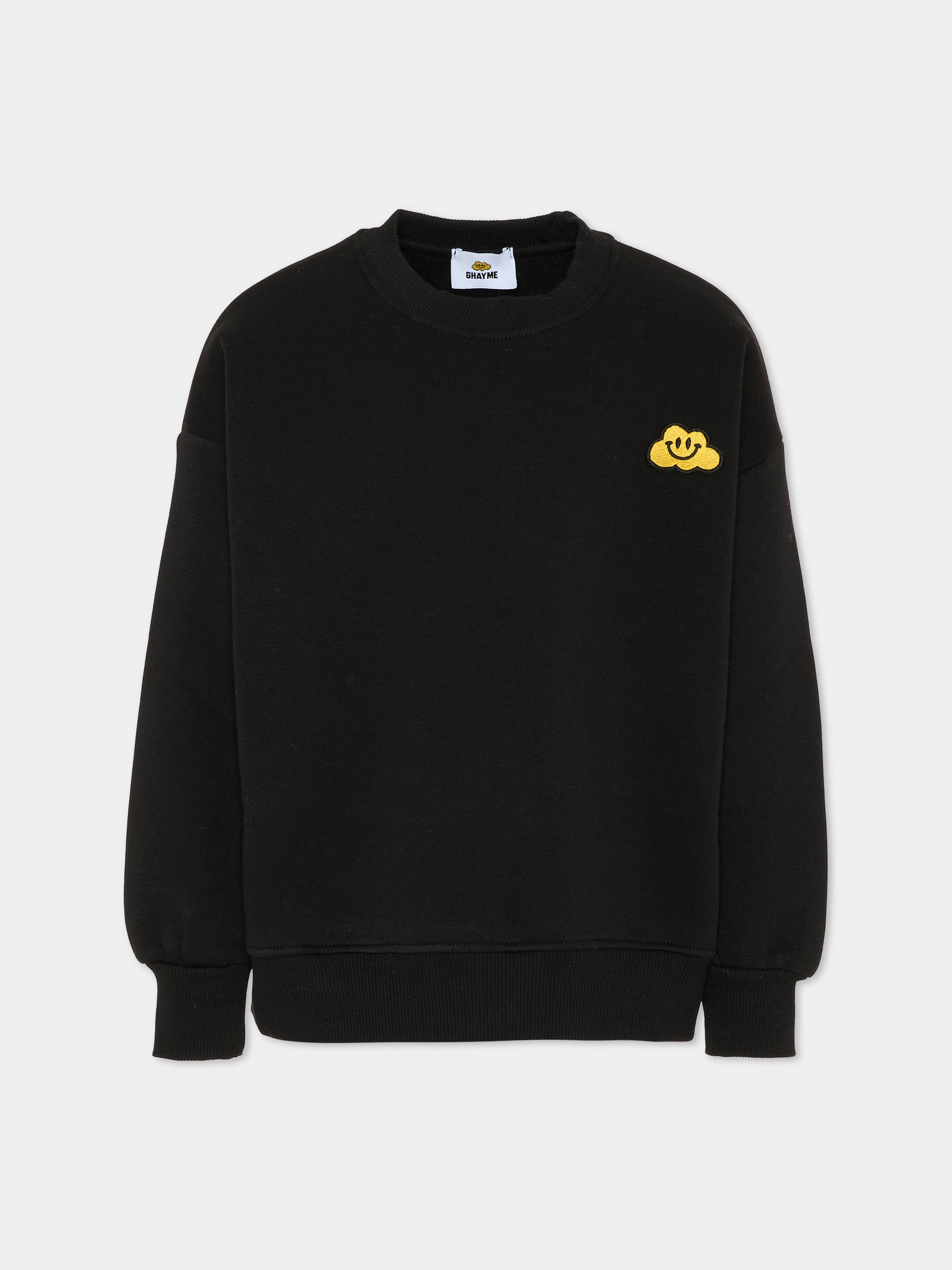 Felpa nera per bambini con nuvola gialla e scritta,Ghayme,F5GAJUSW012 110