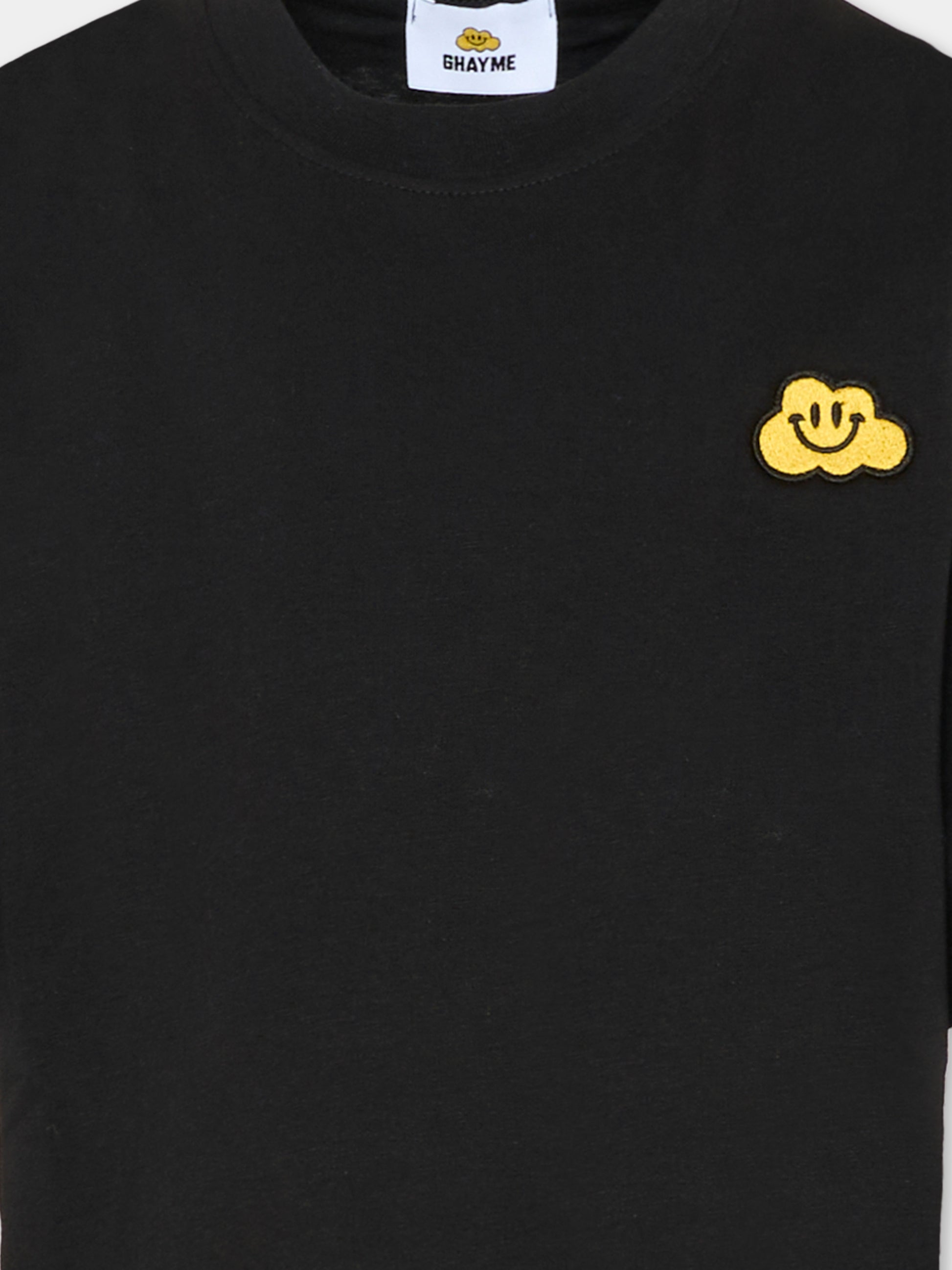 T-shirt nera per bambini con nuvola gialla,Ghayme,F5GAJUTH006 110