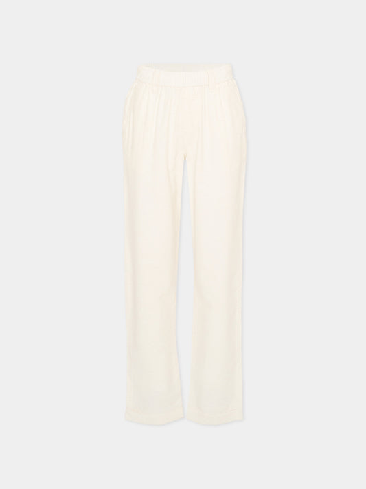 Pantalone elegante avorio per bambino con levriero,Trussardi Junior,TBP26139PA BEIGE NEW ECRU