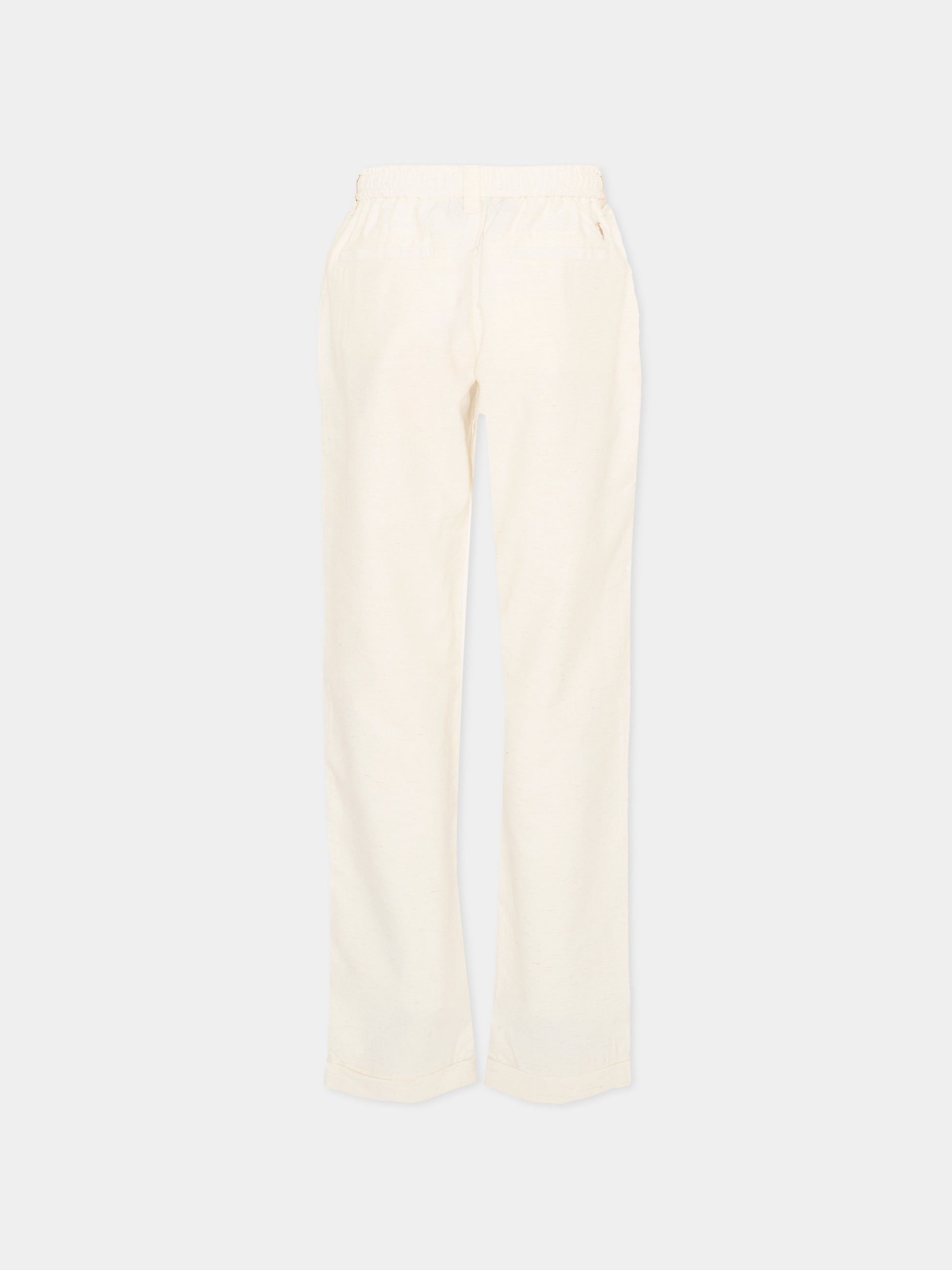 Pantalone elegante avorio per bambino con levriero,Trussardi Junior,TBP26139PA BEIGE NEW ECRU