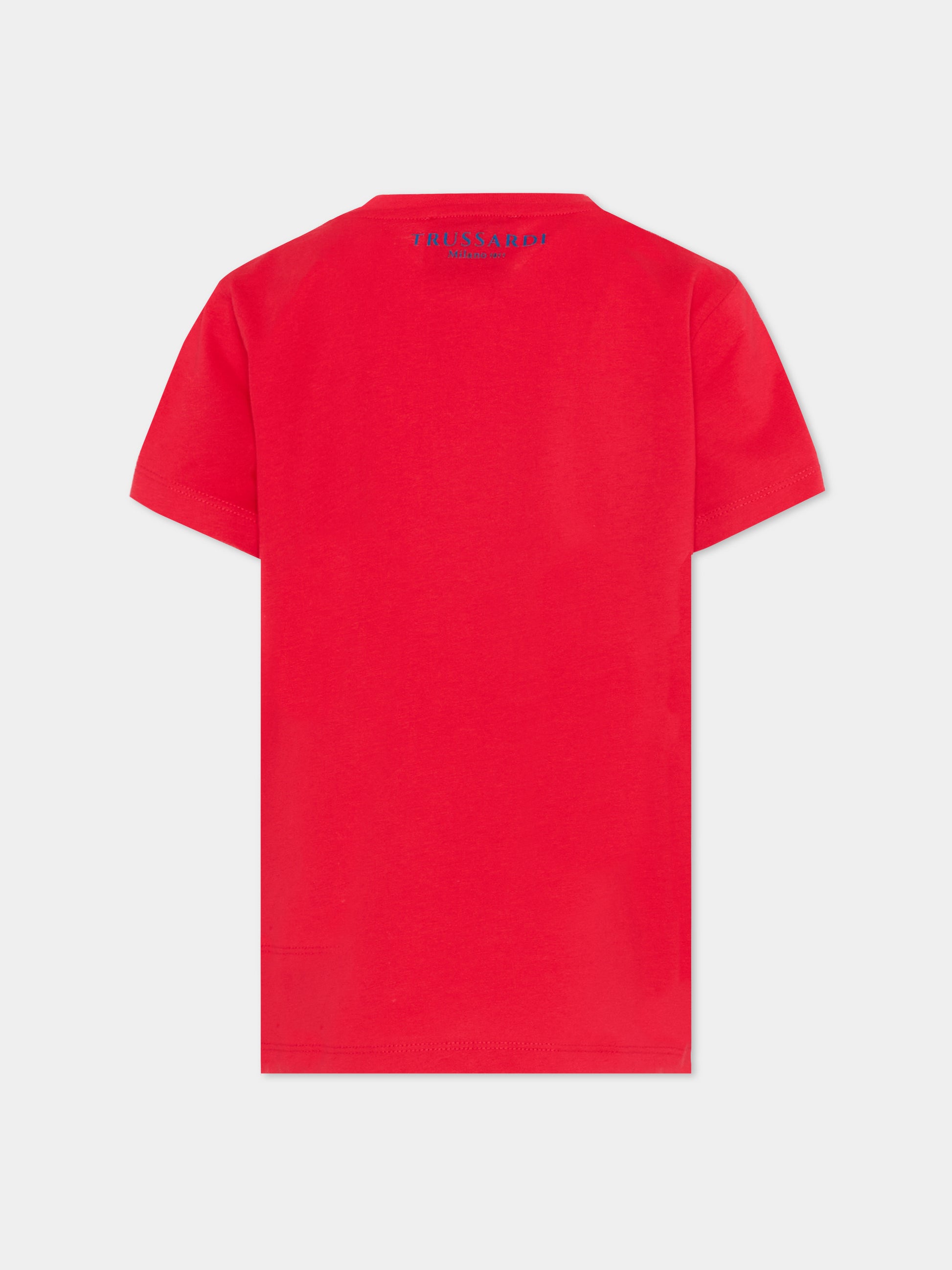 T-Shirt rossa per bambino con logo,Trussardi Junior,TBP26002TS RED LYCHEE
