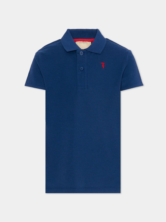 Polo blu per bambino con levriero,Trussardi Junior,TBP26006PO BLUE ESTATE