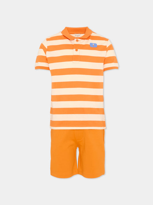 Completo sportivo arancione per bambino a righe,Trussardi Junior,TIP26082CJ ORANGE GOLDEN POPPY
