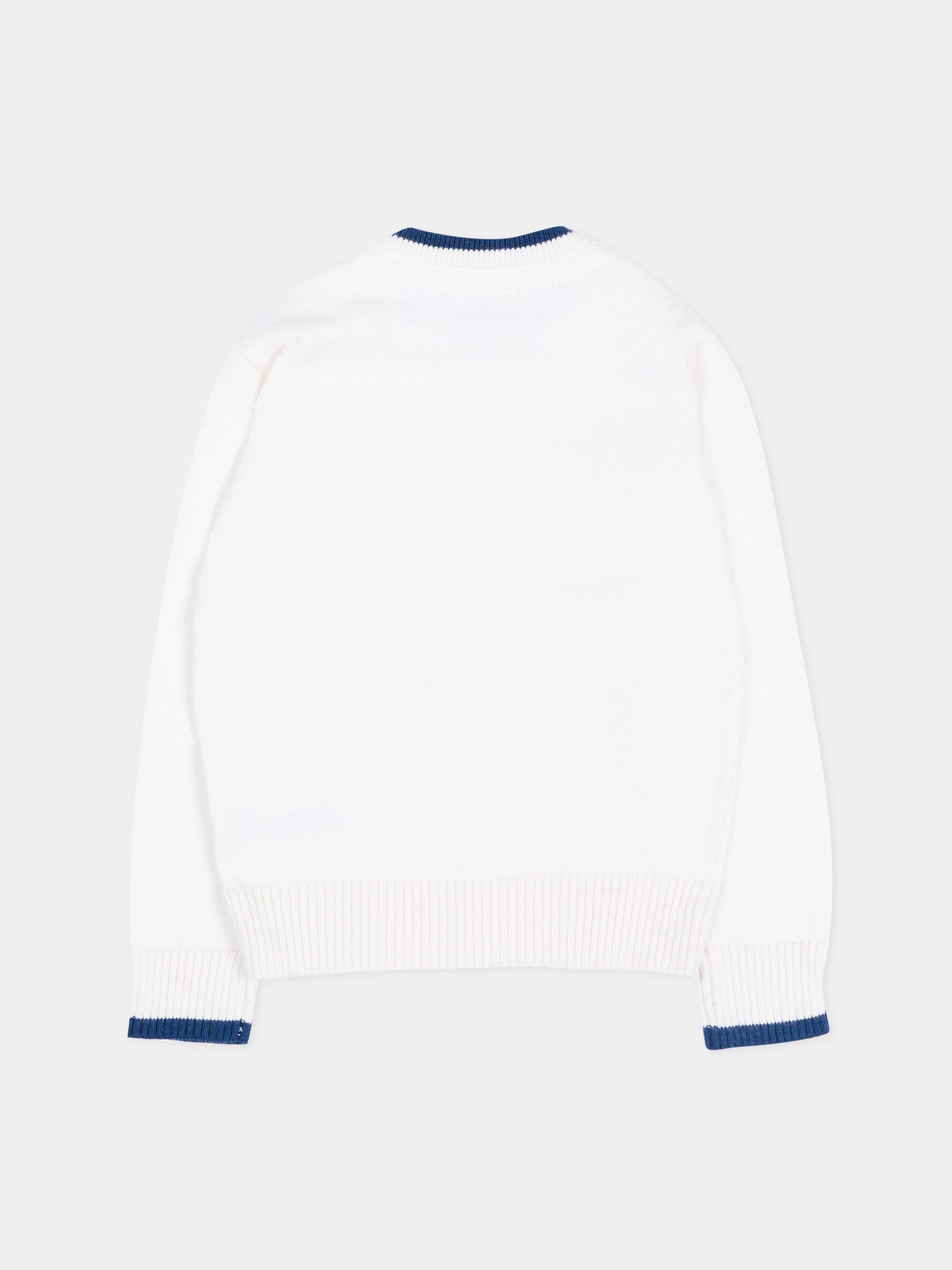 Maglione bianco per neonato con levriero,Trussardi Junior,TIP26004MA WHITE
