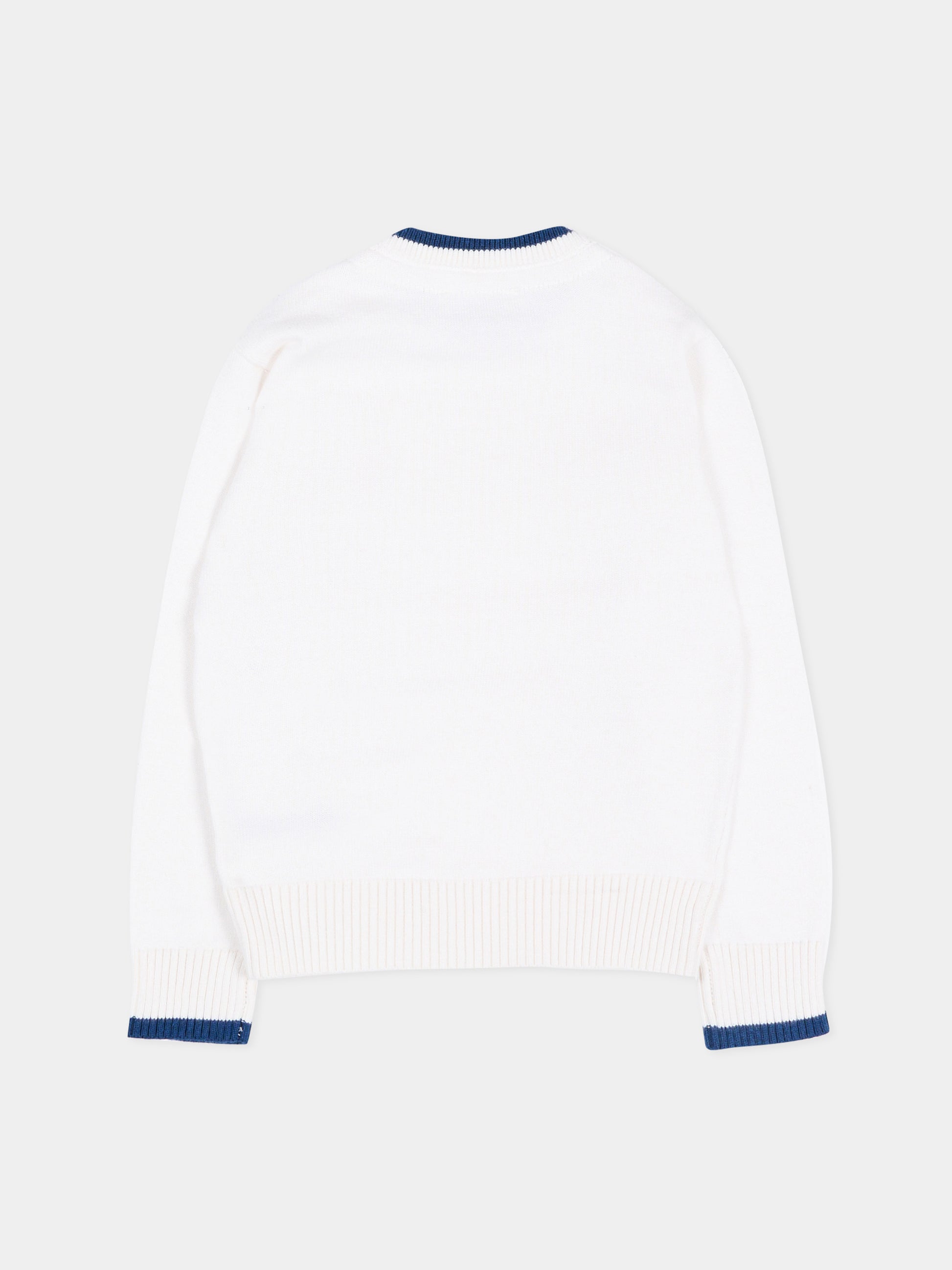 Maglione bianco per neonato con levriero,Trussardi Junior,TIP26004MA WHITE