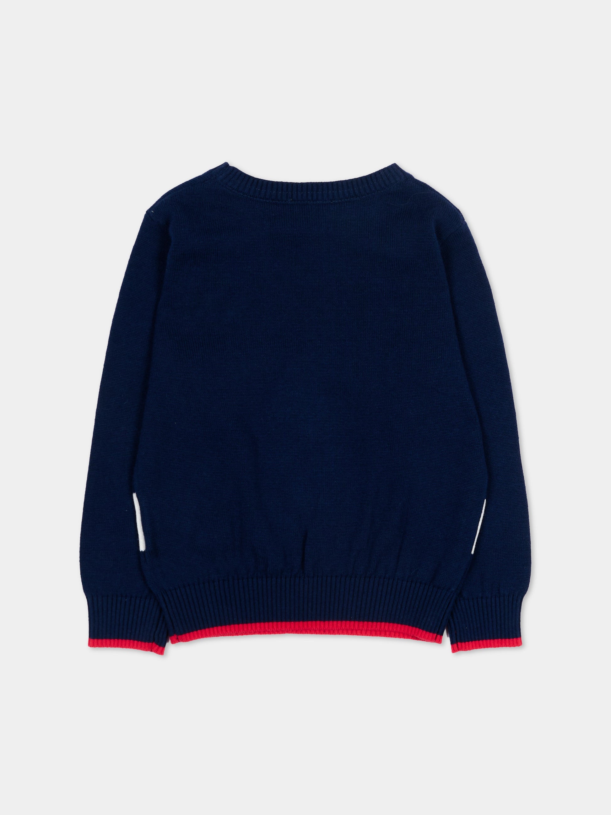 Maglione blu per neonato con levriero,Trussardi Junior,TIP26099MA BLUE ESTATE