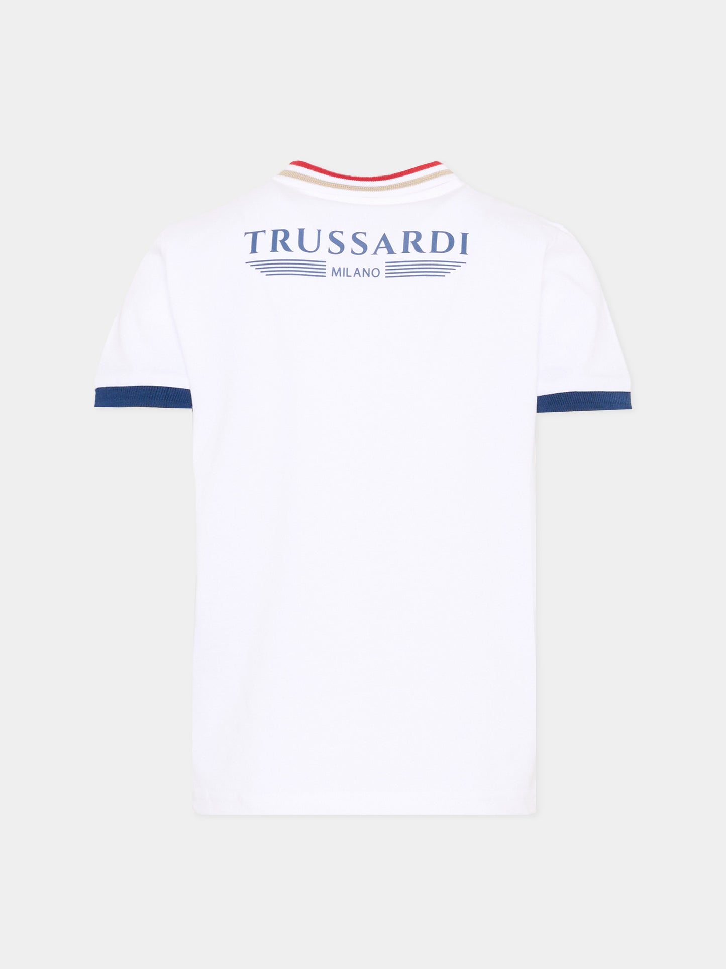 Polo bianca per bambino con logo,Trussardi Junior,TIP26102PO WHITE