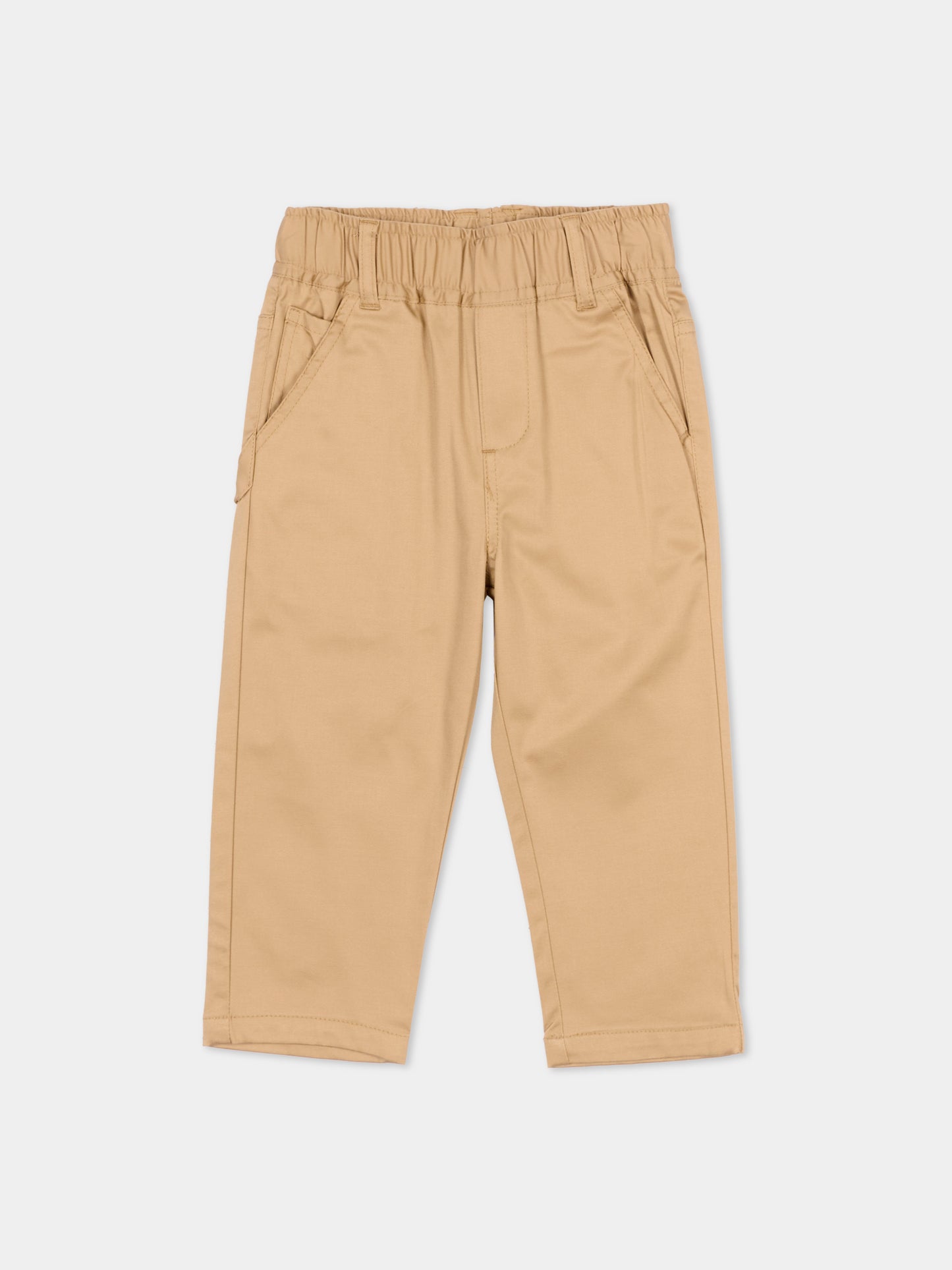 Pantaloni beige per neonato con levriero,Trussardi Junior,TIP26050PA BROWN MACCHIATO