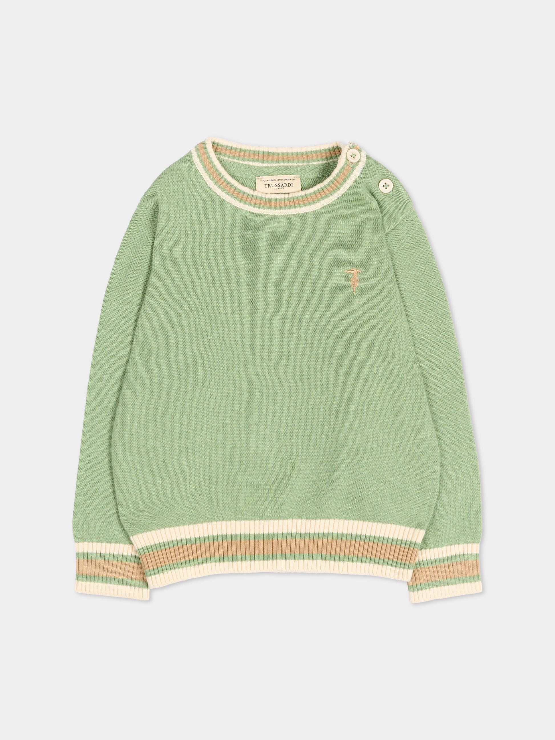 Maglione verde per neonato con levriero,Trussardi Junior,TIP26055MA GREEN BASIL