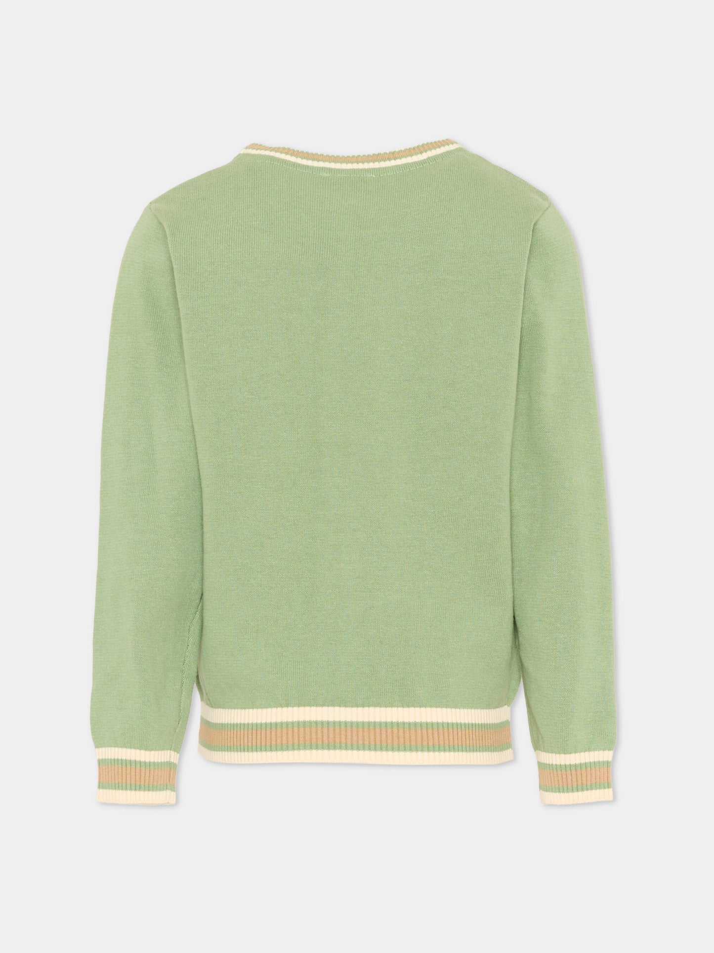 Maglione verde per bambino con levriero,Trussardi Junior,TIP26055MA GREEN BASIL