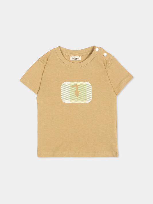 T-shirt marrone per neonato con levriero,Trussardi Junior,TIP26072TS BROWN INCENSE