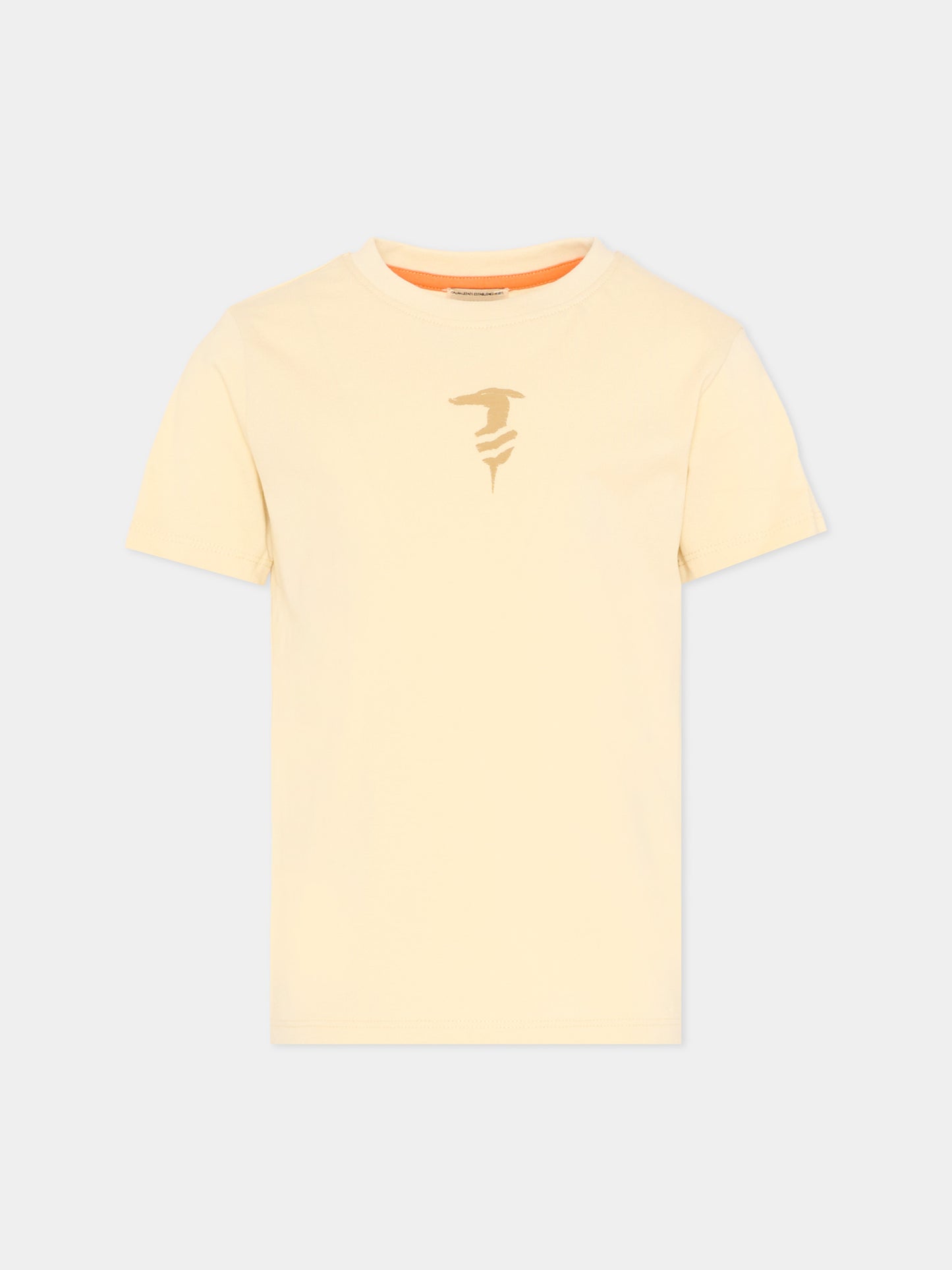 T-Shirt beige per bambino con logo,Trussardi Junior,TIP26048TS BEIGE NEW ECRU