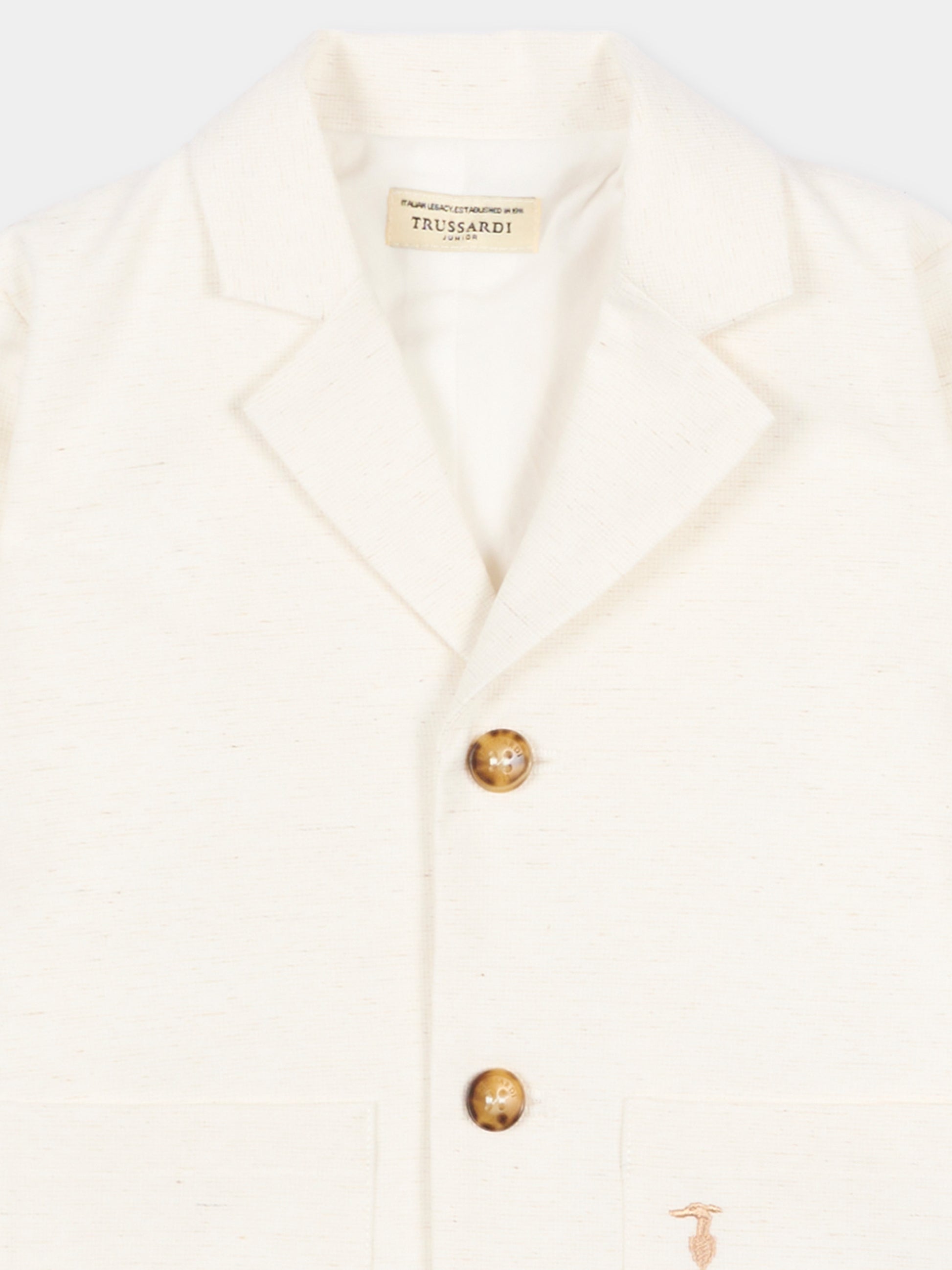 Giacca avorio per neonato con levriero,Trussardi Junior,TIP26054GC BEIGE NEW ECRU