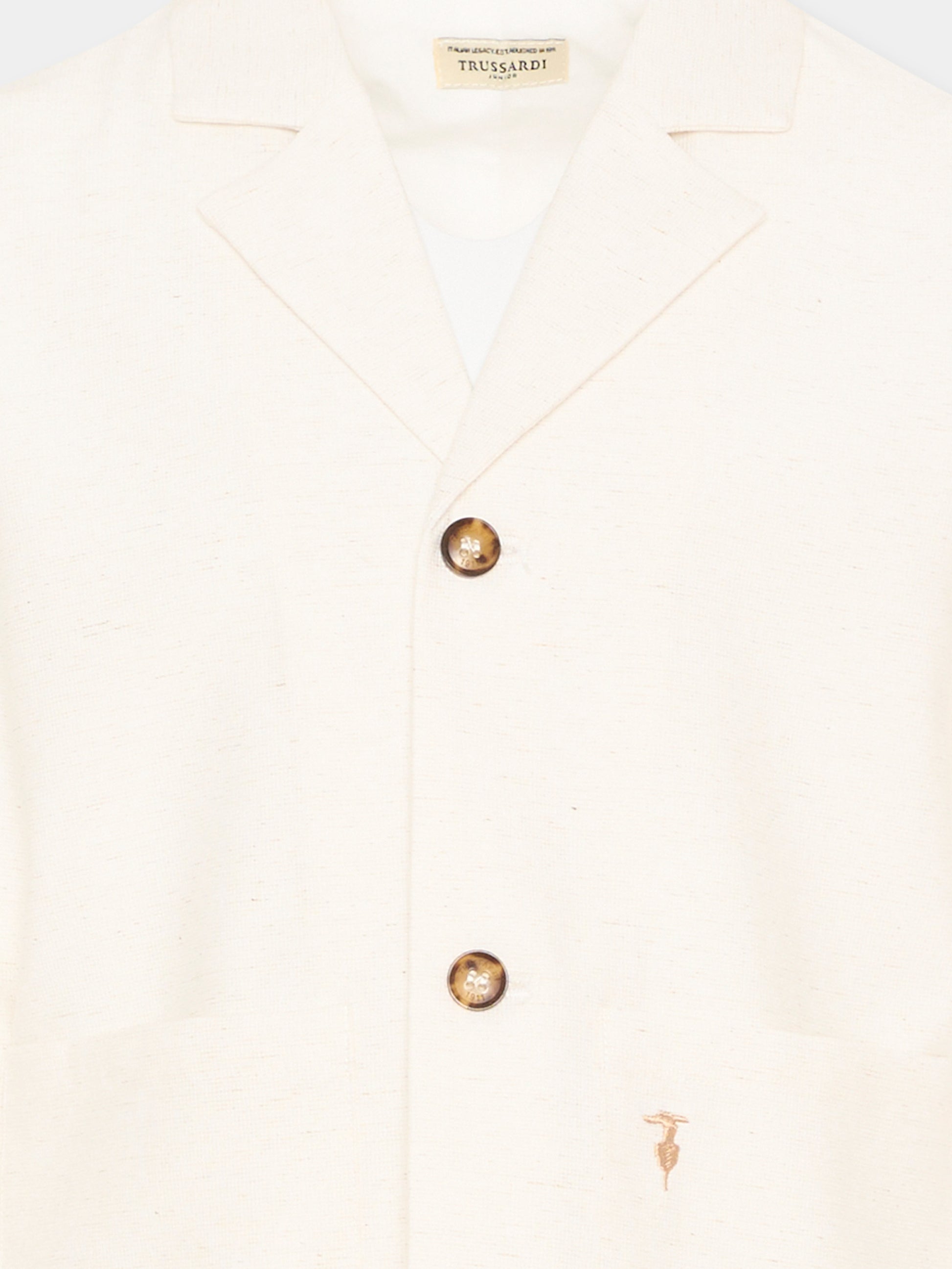 Giacca avorio per bambino con levriero,Trussardi Junior,TIP26054GC BEIGE NEW ECRU