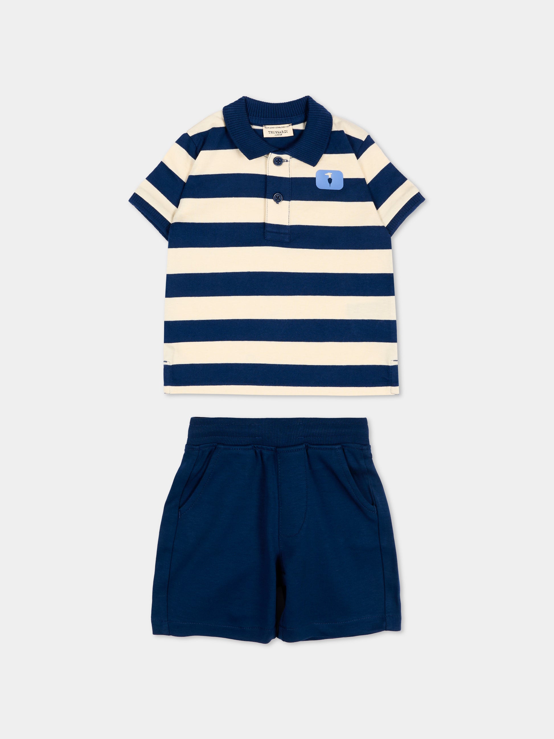 Completo sportivo blu a righe per neonato,Trussardi Junior,TIP26082CJ BLUE ESTATE
