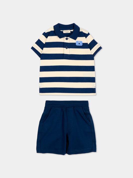 Completo sportivo blu a righe per neonato,Trussardi Junior,TIP26082CJ BLUE ESTATE
