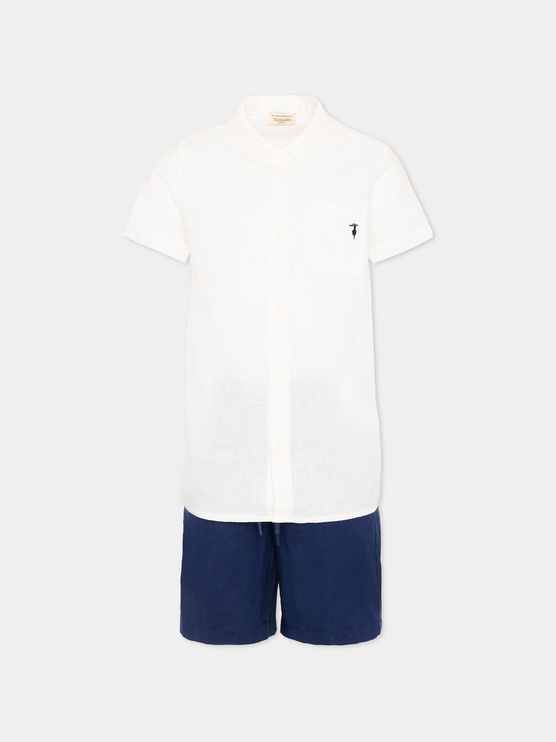 Completo elegante bianco per bambino,Trussardi Junior,TIP26158CL WHITE