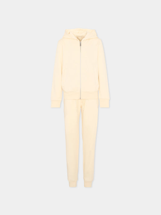 Completo sportivo beige per bambino con logo,Trussardi Junior,TBP26009CF BEIGE NEW ECRU