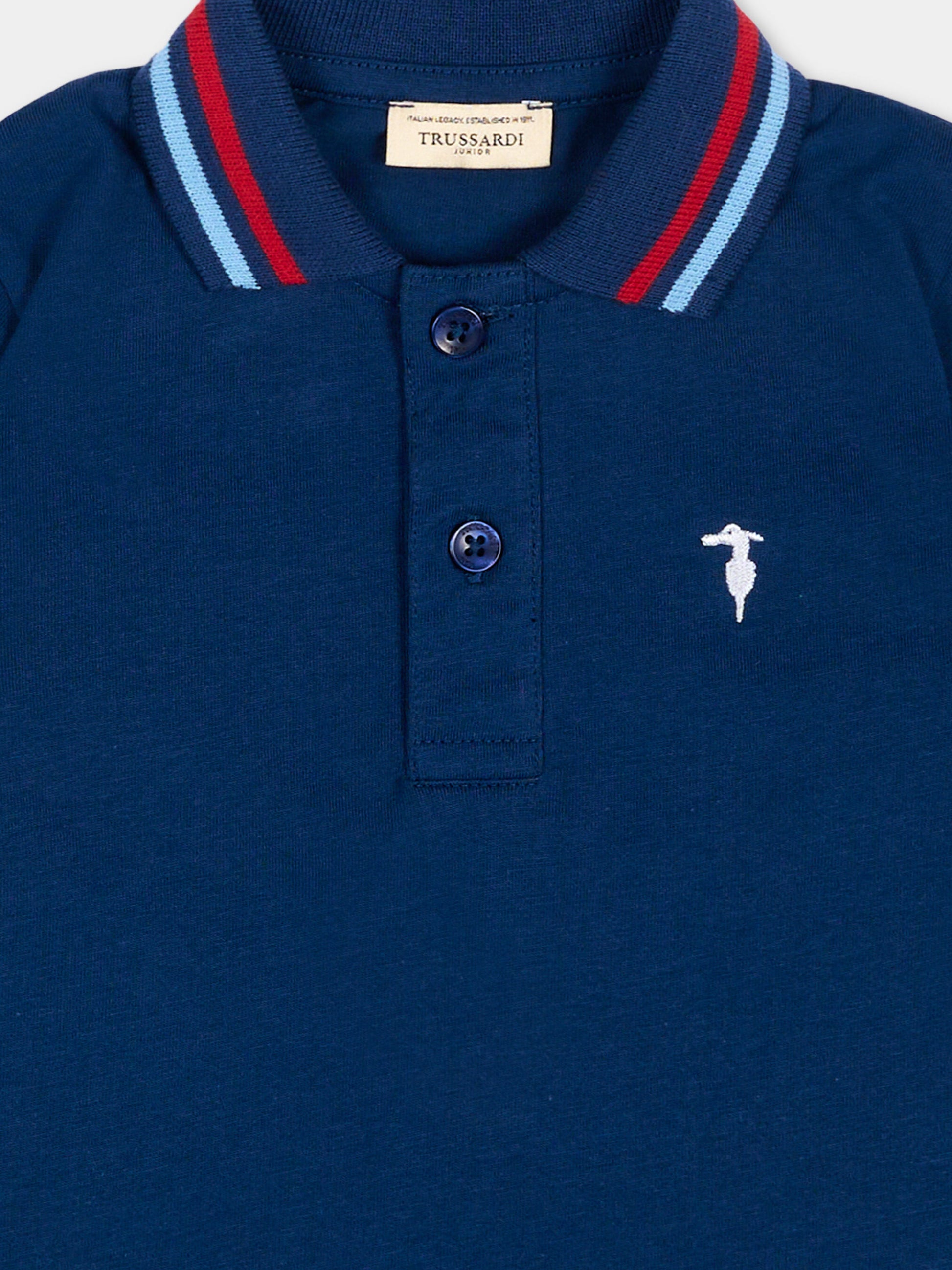 Polo blu per neonato con levriero,Trussardi Junior,TIP26102PO BLUE ESTATE