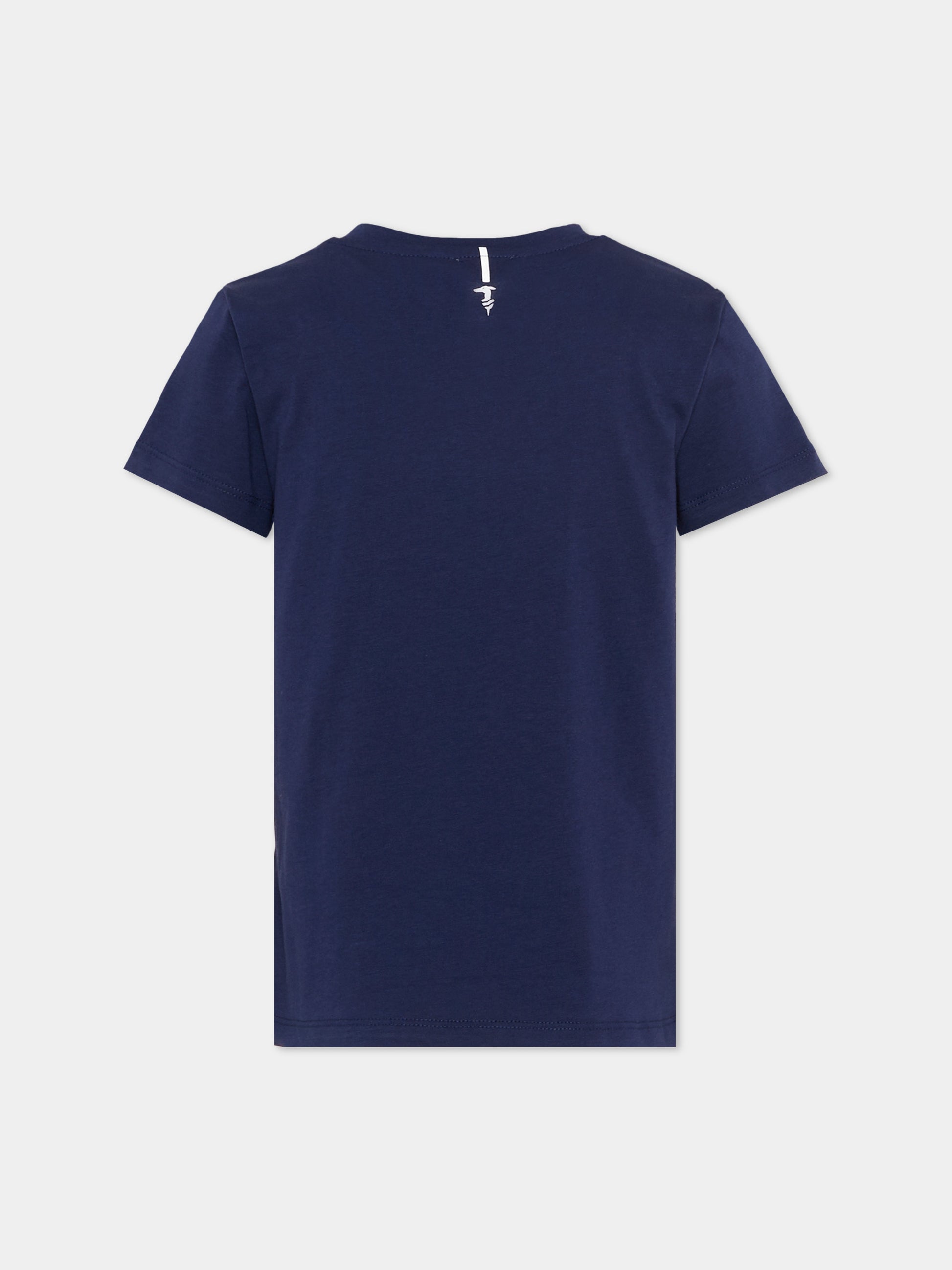 T-Shirt blu per bambino con logo,Trussardi Junior,TIP26035TS BLUE ESTATE