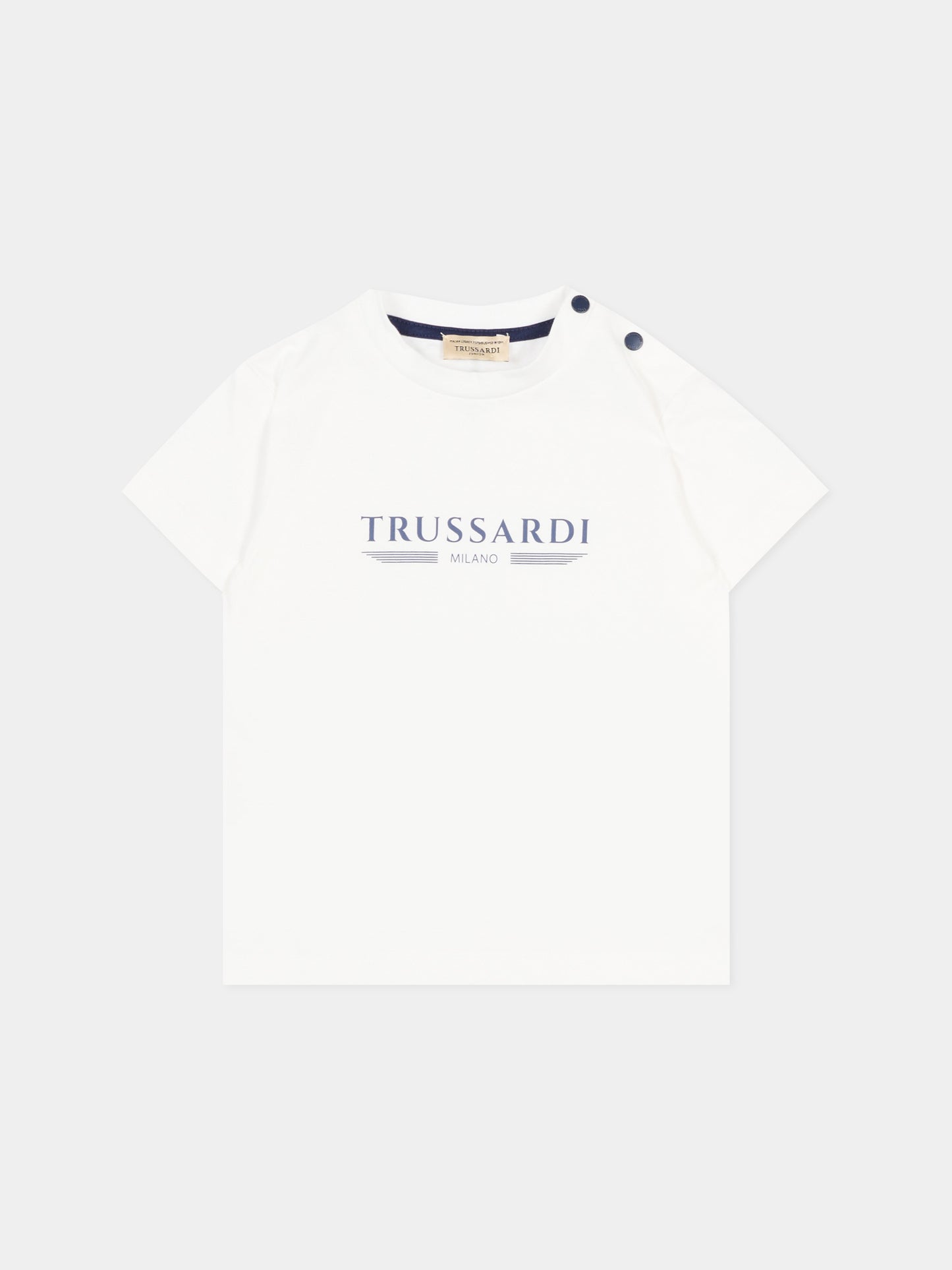 T-shirt bianca per neonato con logo,Trussardi Junior,TIP26035TS OFF-WHITE