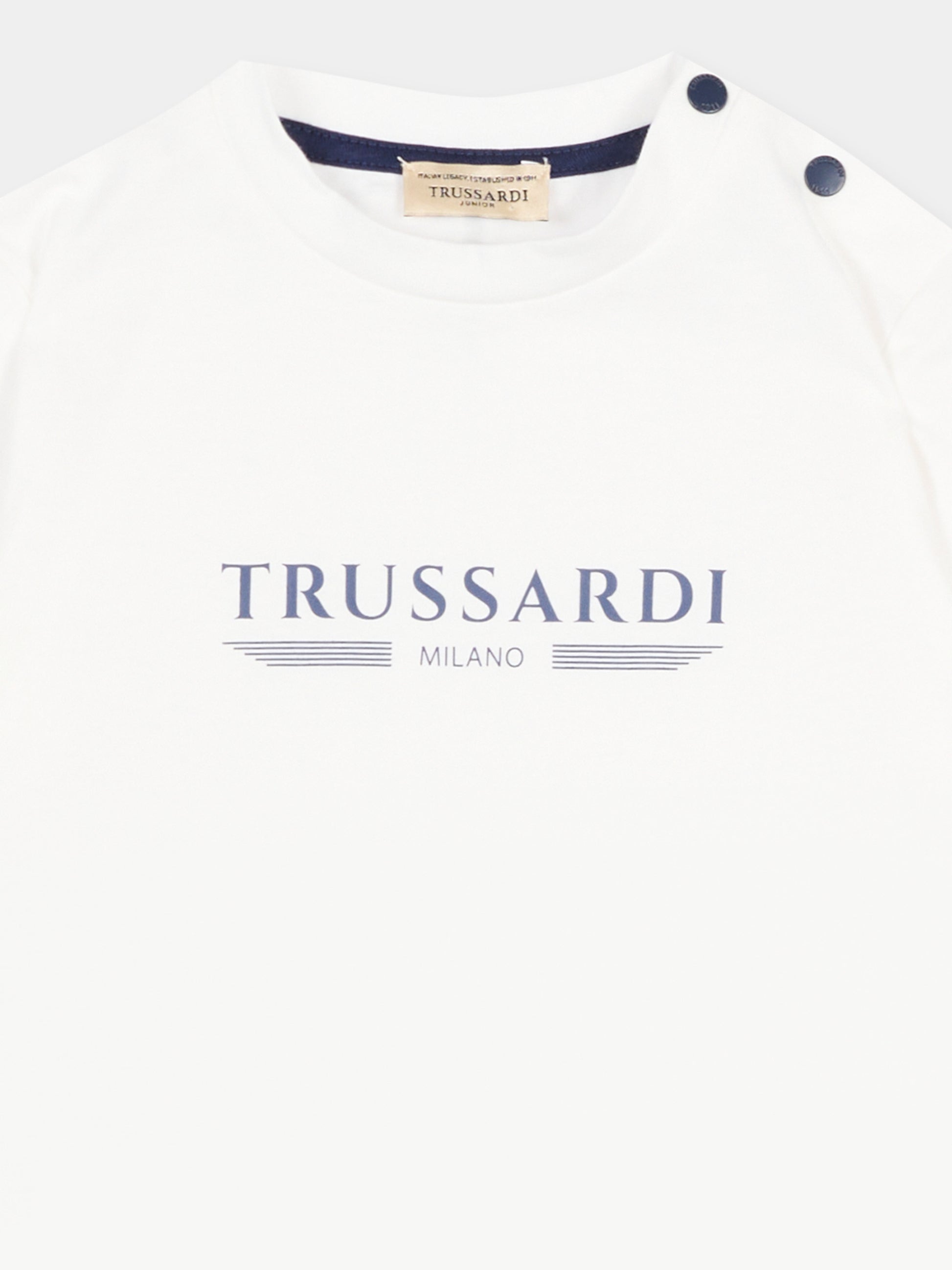 T-shirt bianca per neonato con logo,Trussardi Junior,TIP26035TS OFF-WHITE