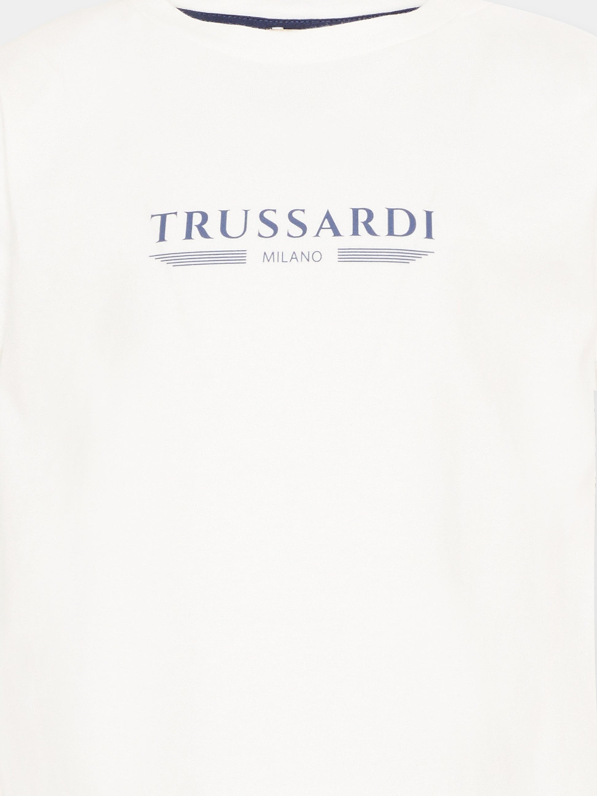 T-shirt bianca per bambino con logo,Trussardi Junior,TIP26035TS OFF-WHITE