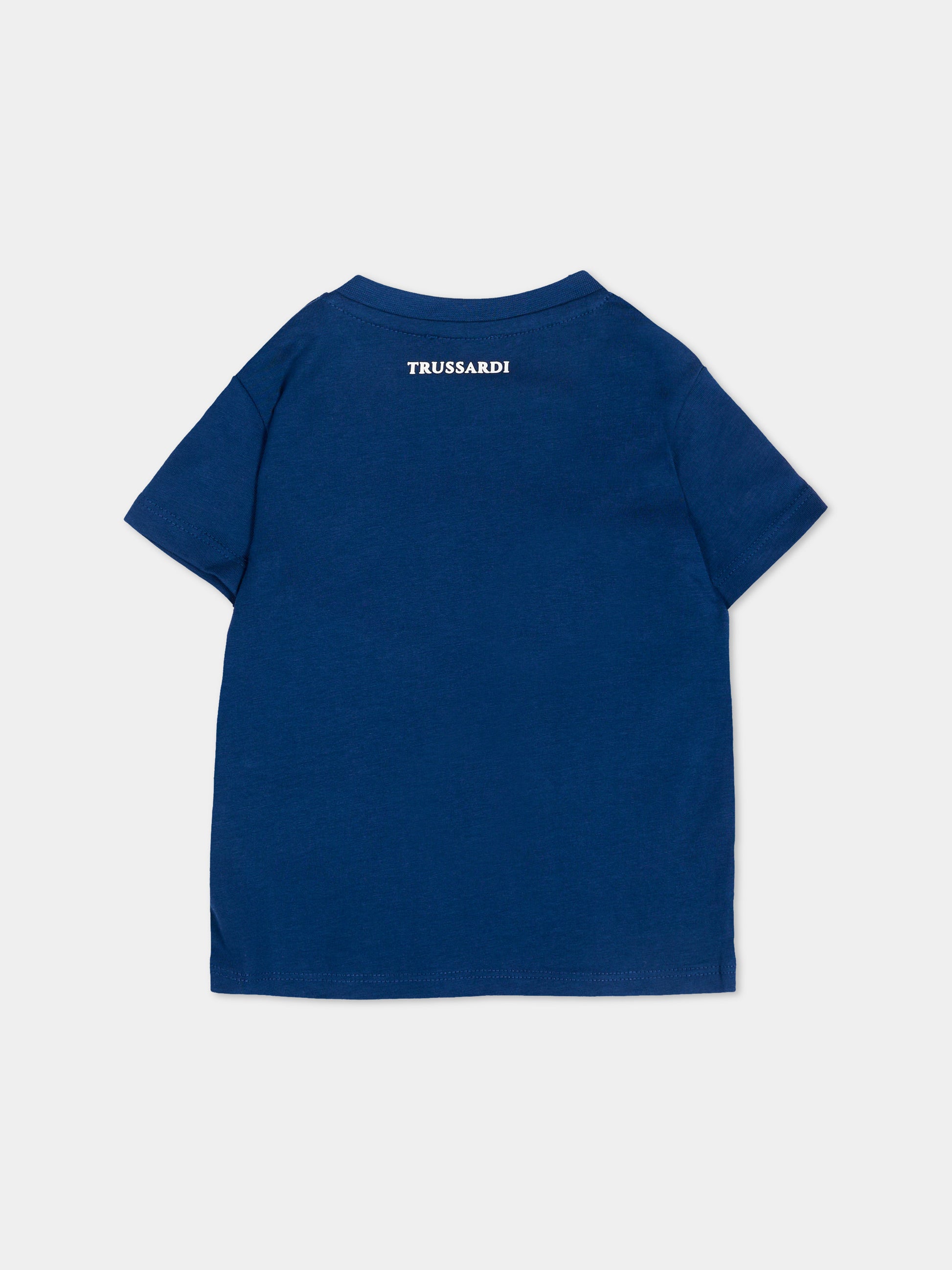 T-shirt blu per neonato con levriero,Trussardi Junior,TIP26048TS BLUE ESTATE