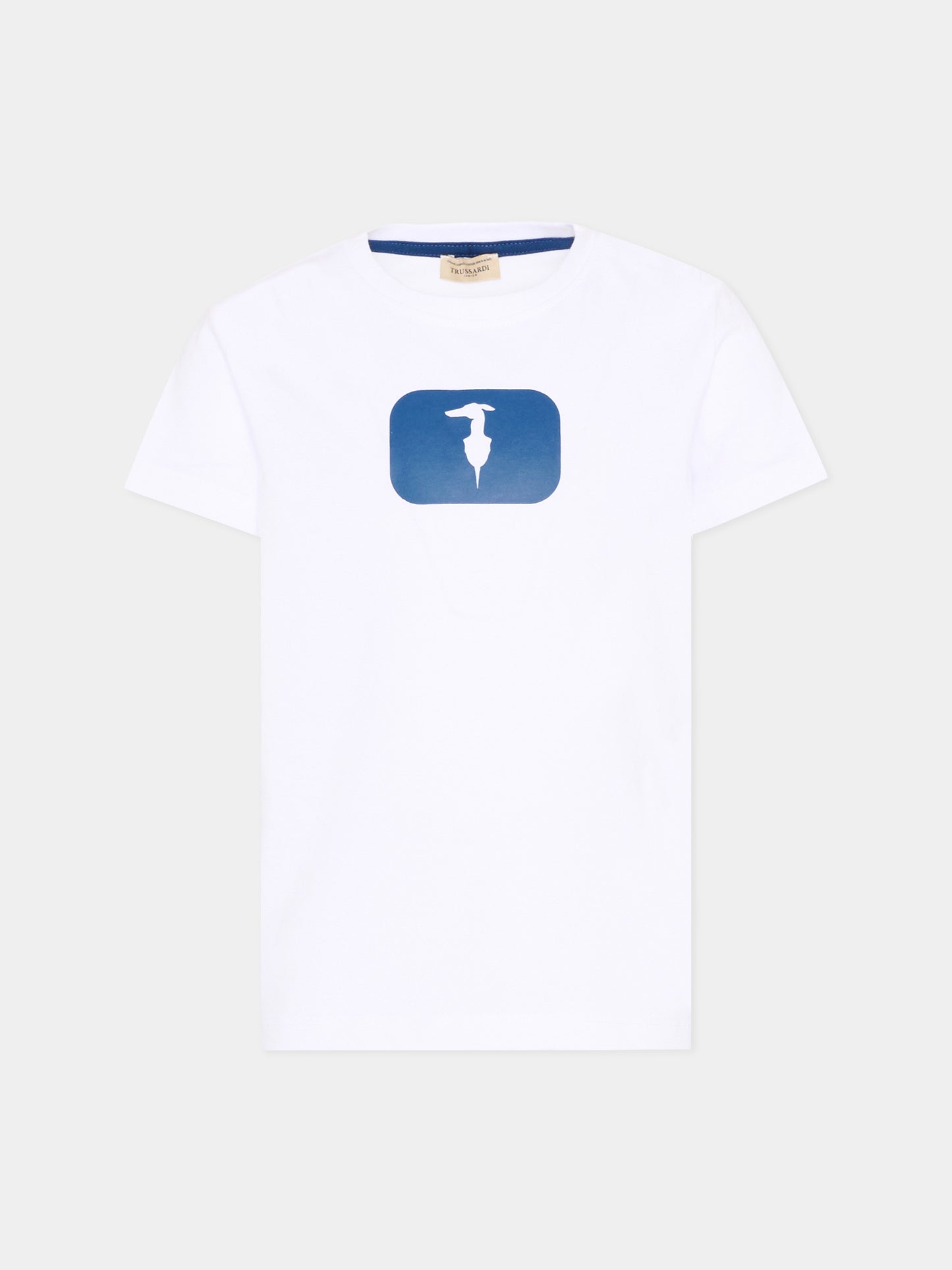 T-Shirt bianca per bambino con levriero,Trussardi Junior,TIP26093TS WHITE