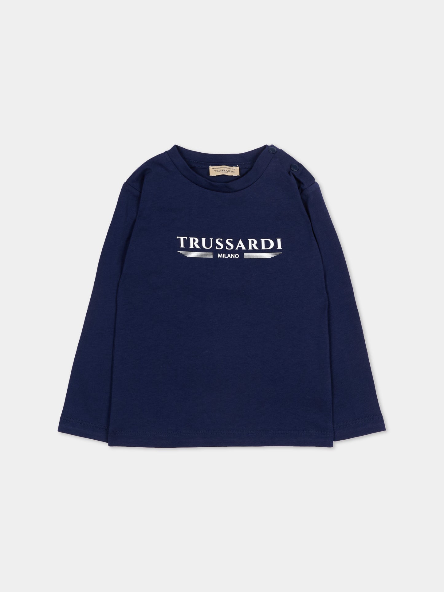 T-shirt blu per neonato con logo,Trussardi Junior,TIP26106TS BLUE ESTATE