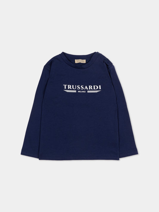 T-shirt blu per neonato con logo,Trussardi Junior,TIP26106TS BLUE ESTATE