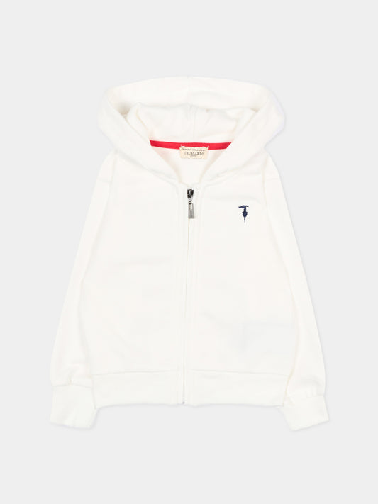 Felpa bianca per neonato con levriero,Trussardi Junior,TIP26090FE WHITE