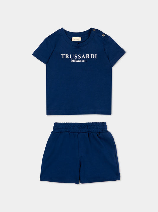 Completo sportivo blu per neonato con logo,Trussardi Junior,TIP26008CJ BLUE ESTATE
