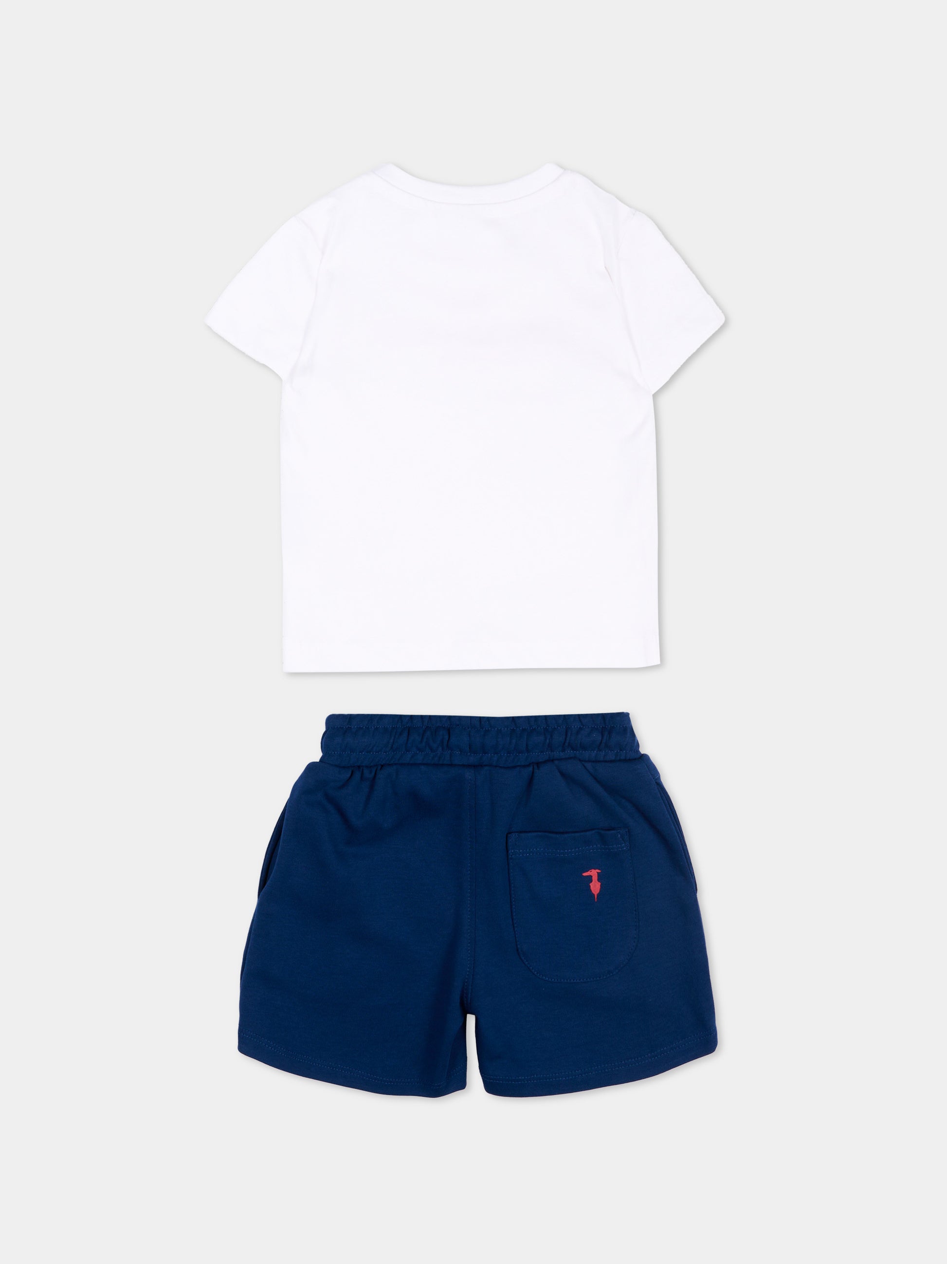 Completo sportivo bianco per neonato con logo,Trussardi Junior,TIP26008CJ WHITE BLUE