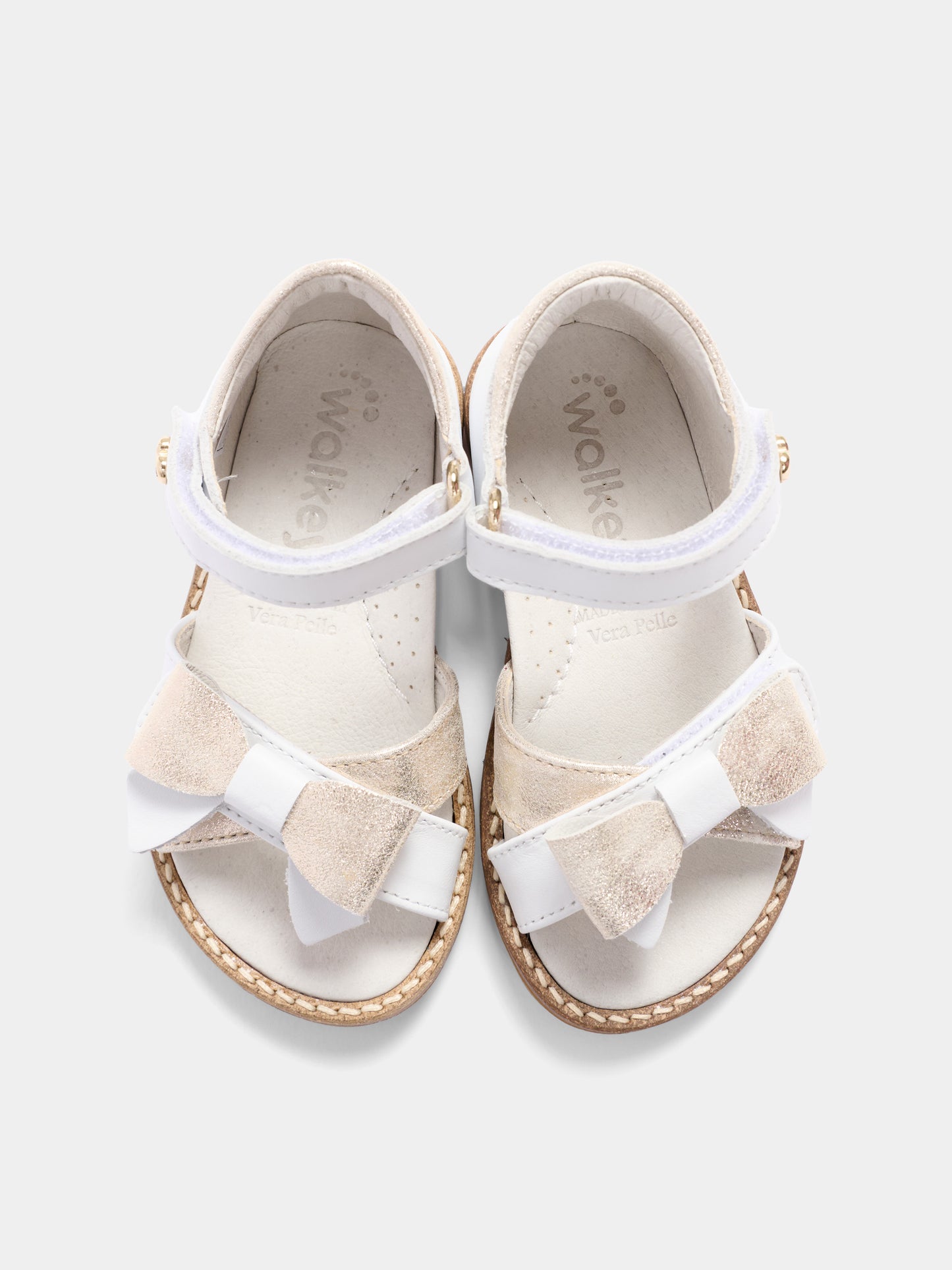 Sandali bianchi per bambina con fiocco,Walkey,Y1A2 44186 0092X048