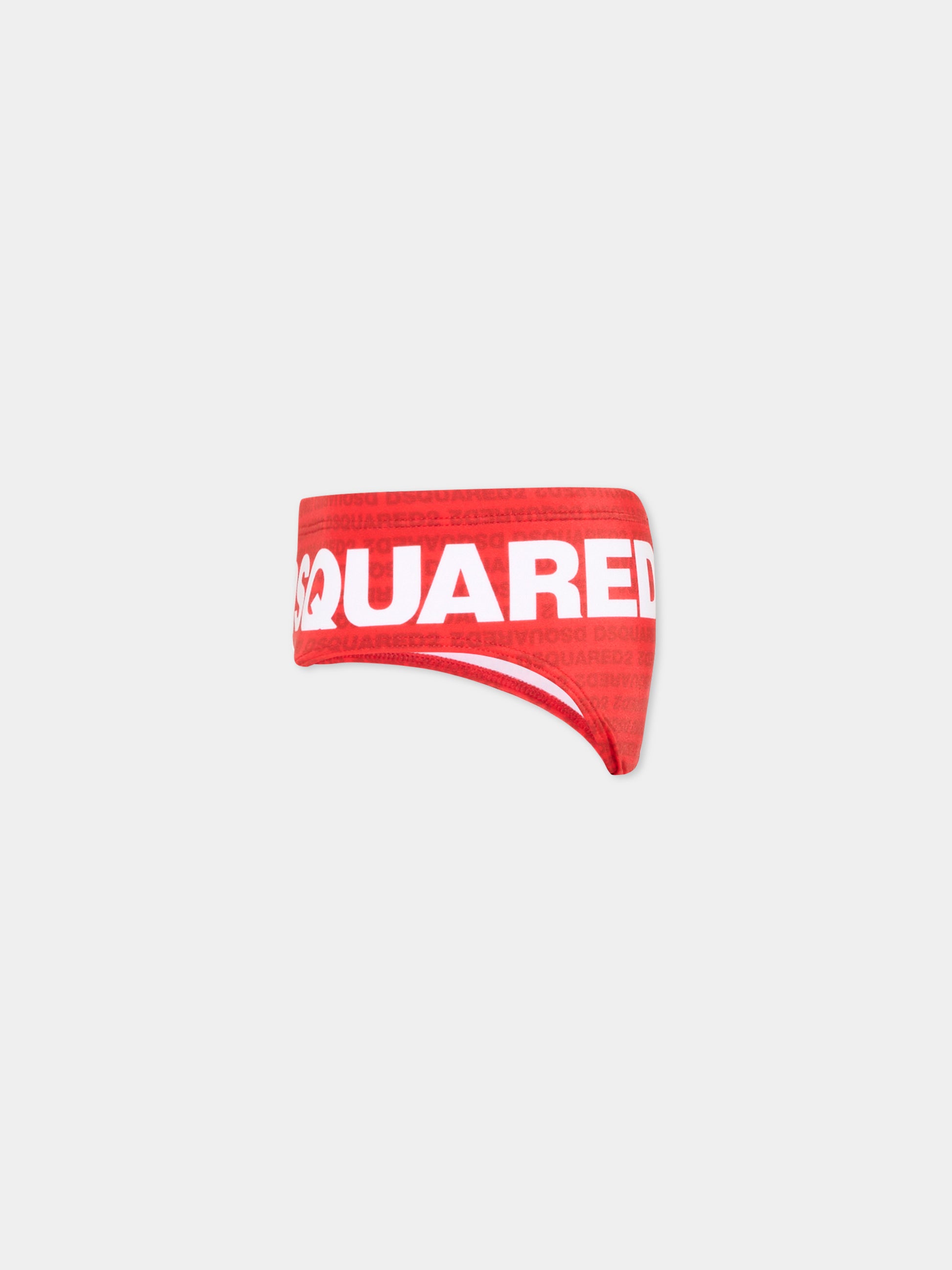 Slip mare rosso per bambino con logo,Dsquared2,DQ3299 D0AGX DQ401