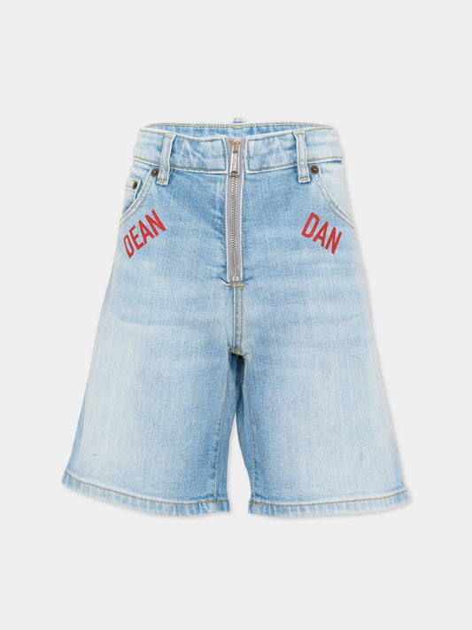 Shorts denim per bambino con logo,Dsquared2,DQ3345 D0AHN DQ01