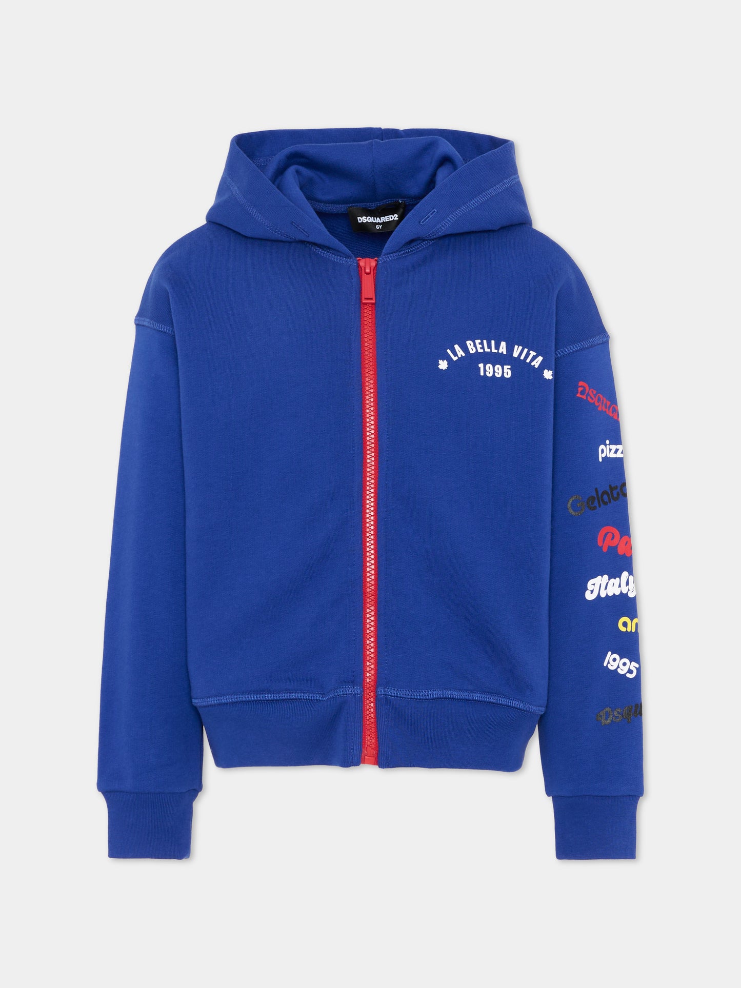 Felpa blu per bambino logomania,Dsquared2,DQ3347 D0AGW DQ879