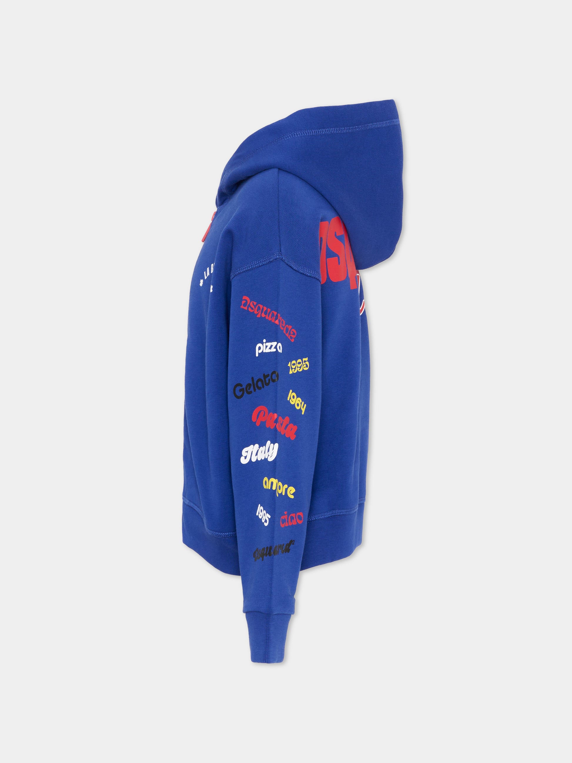 Felpa blu per bambino logomania,Dsquared2,DQ3347 D0AGW DQ879
