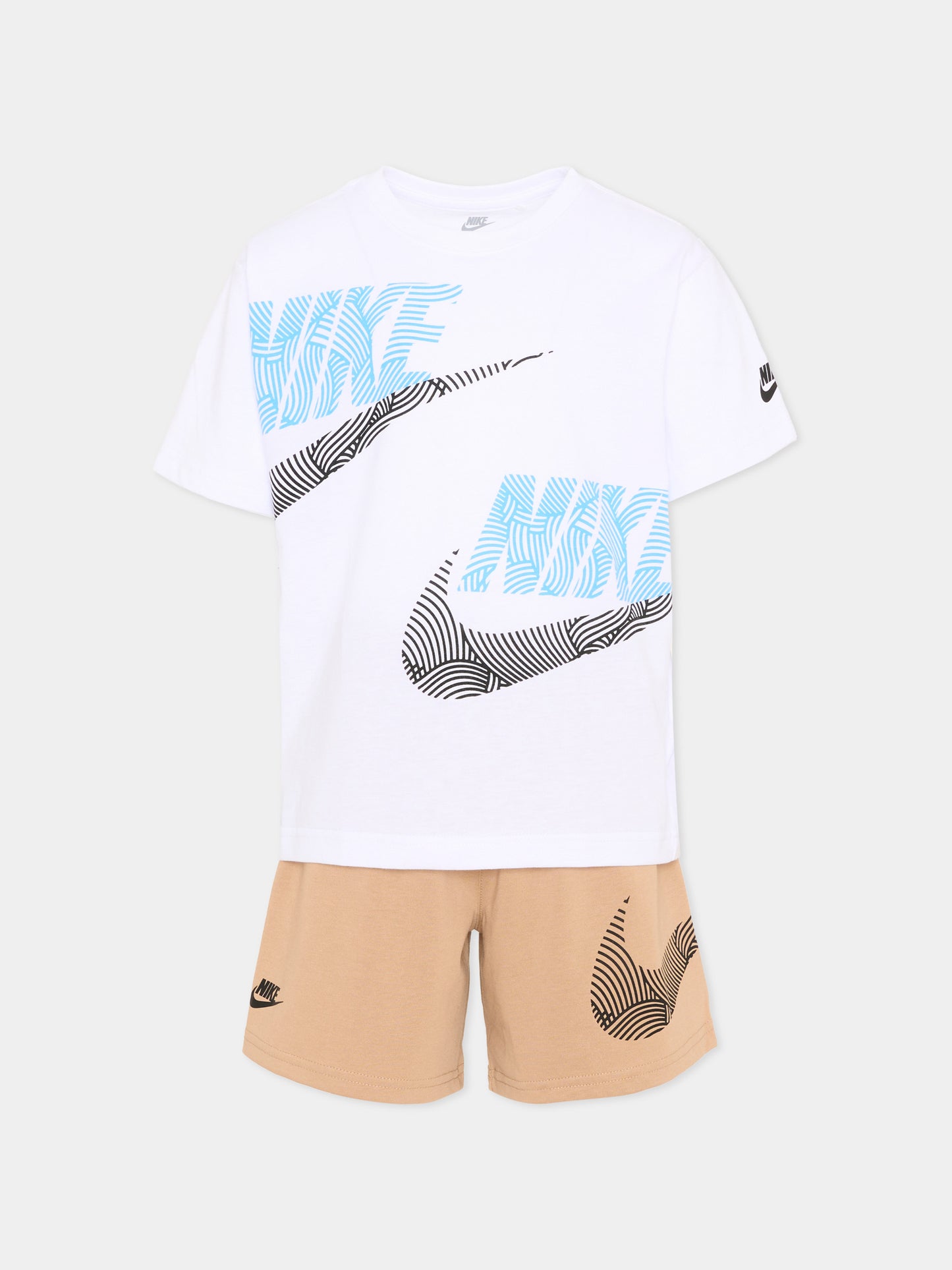 Completo sportivo bianco per bambini con logo,Nike,86N737 X0L