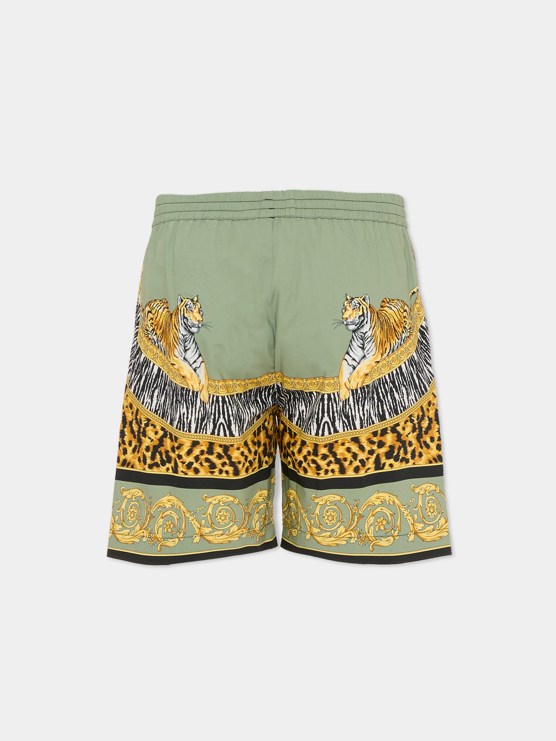 Shorts verdi per bambino con tigre,Versace,1019532 1A17054 5GC40