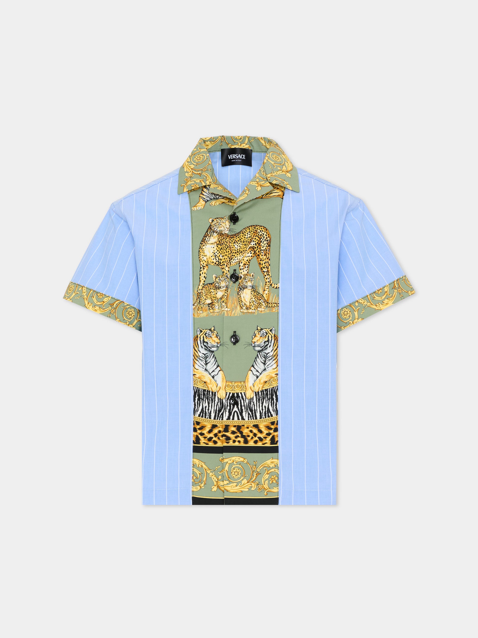 Camicia multicolor per bambino con stampa animalier,Versace,1022090 1A16919 6V870