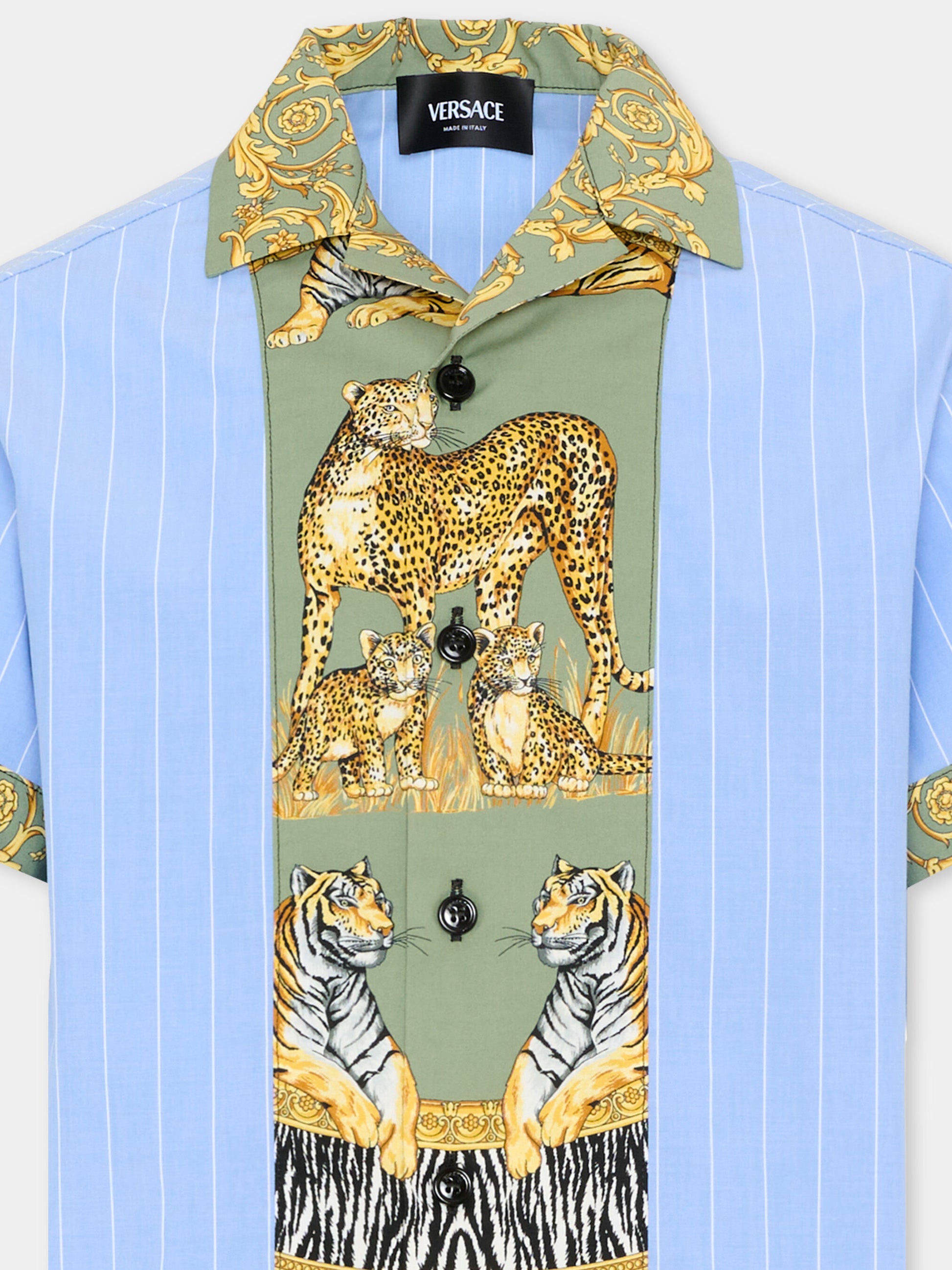 Camicia multicolor per bambino con stampa animalier,Versace,1022090 1A16919 6V870