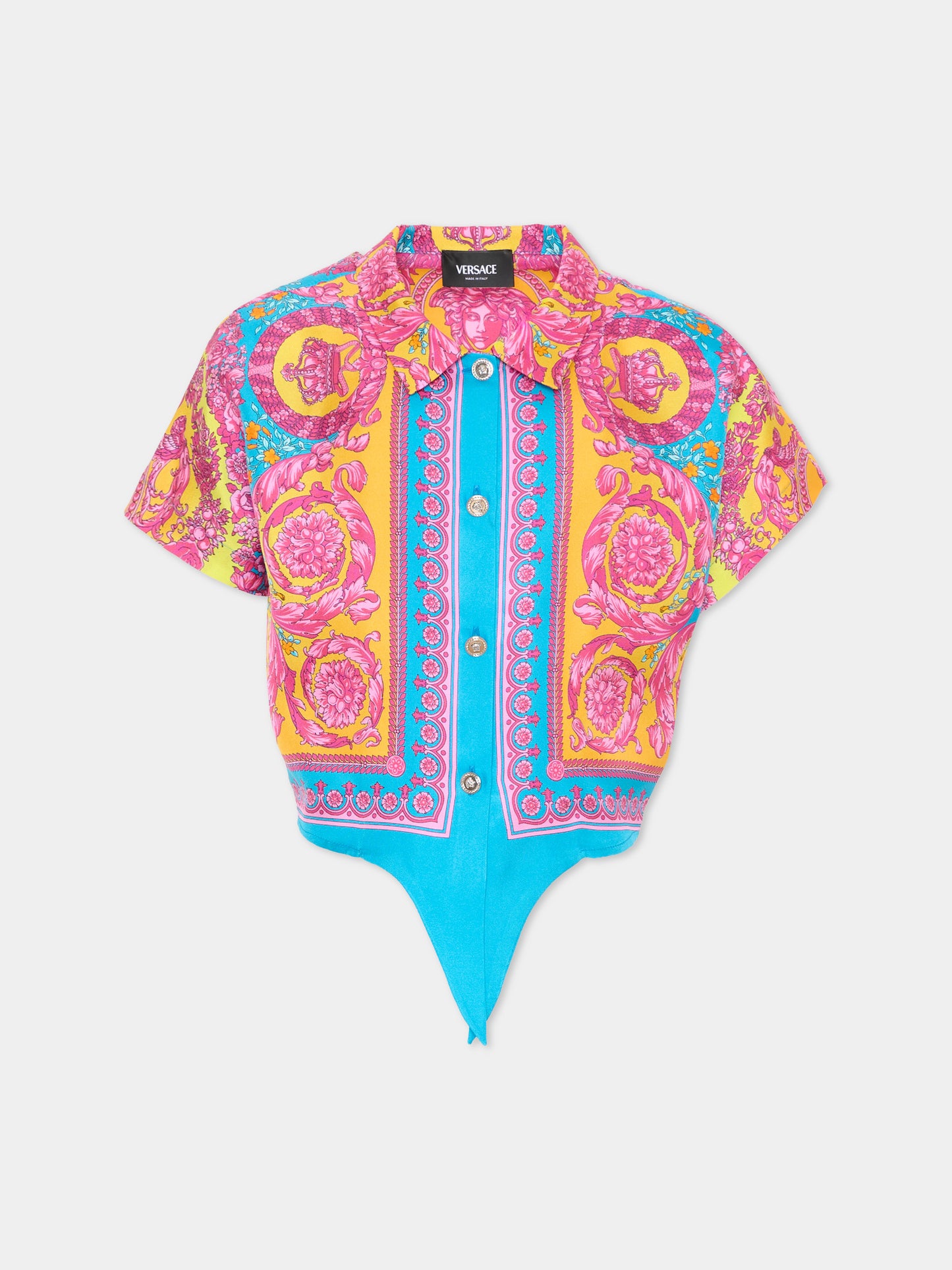 Camicia multicolor per bambina con stampa barocca,Versace,1019958 1A16902 5PF70