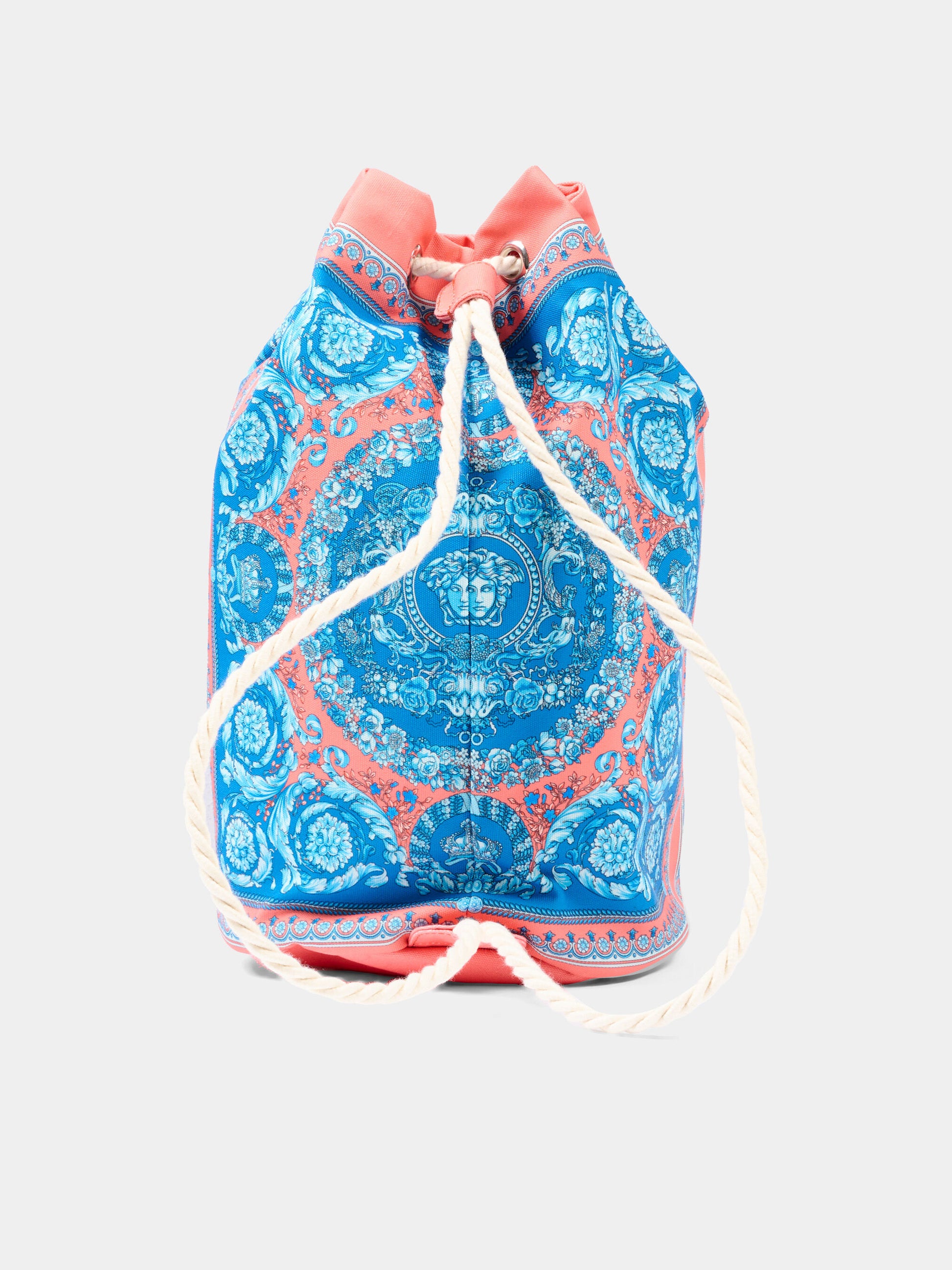 Borsa mare blu per bambini con stampa barocca,Versace,1018041 1A17191 5UI8P
