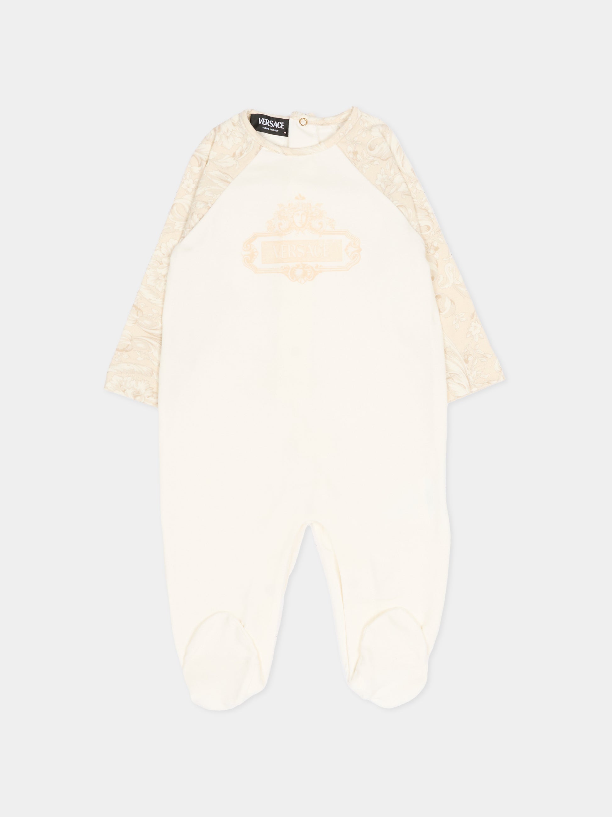 Set tutina avorio per neonati con logo e stampa Barocco,Versace,1022509 1A16592 2W2D0