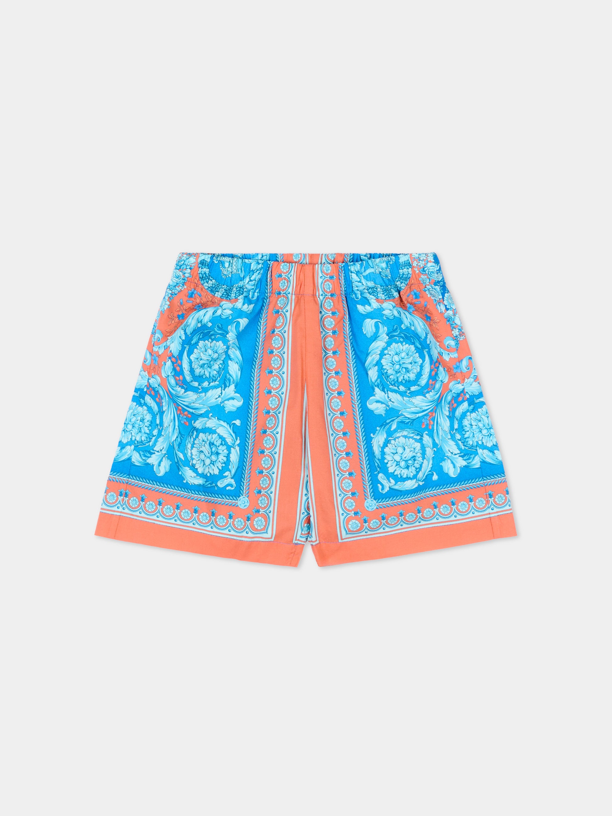 Shorts multicolor per neonato con stampa barocca,Versace,1018699 1A17053 5UH60