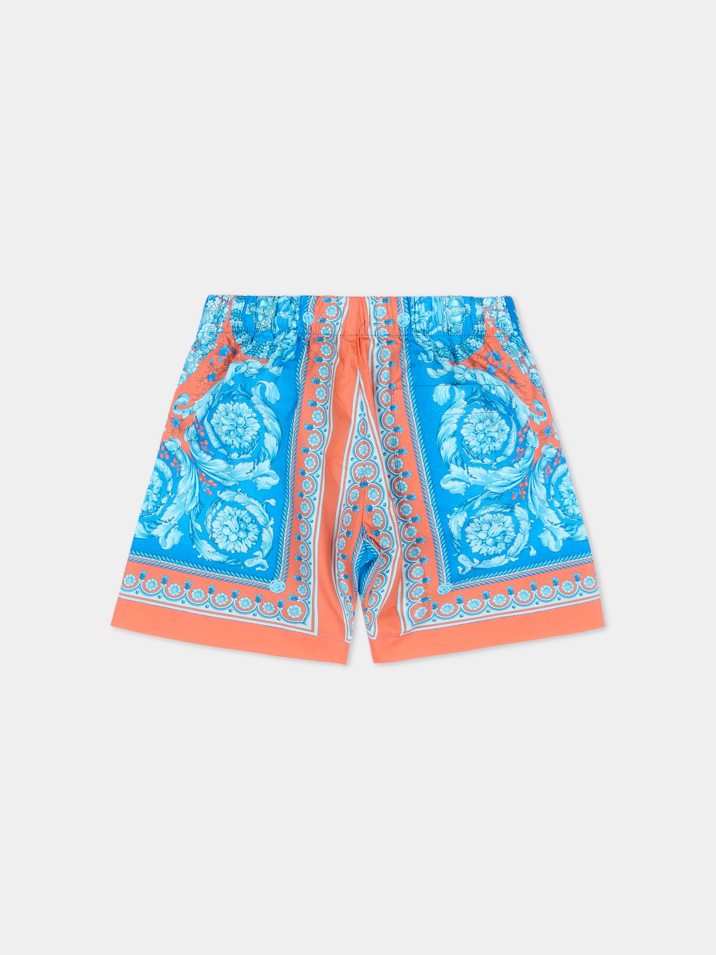 Shorts multicolor per neonato con stampa barocca,Versace,1018699 1A17053 5UH60