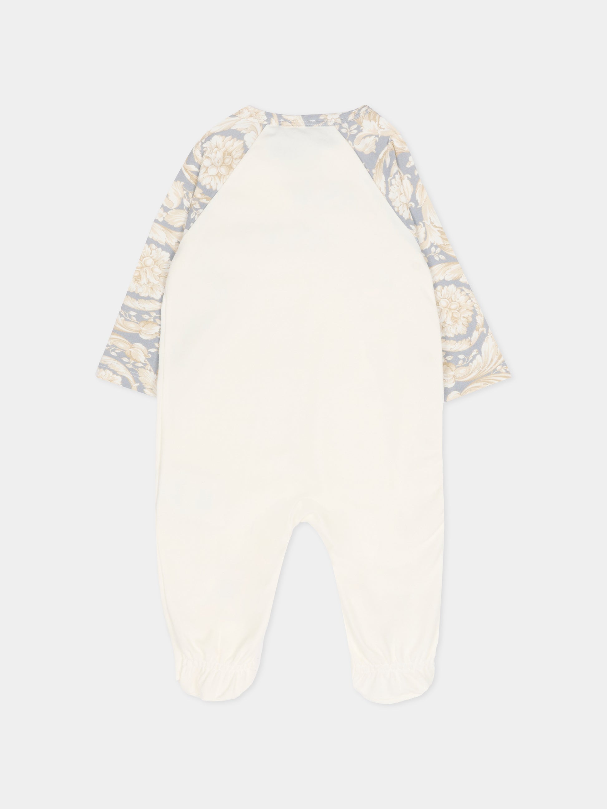 Tutina bianca per neonati con logo e stampa Barocco,Versace,1017948 1A16894 2EO90