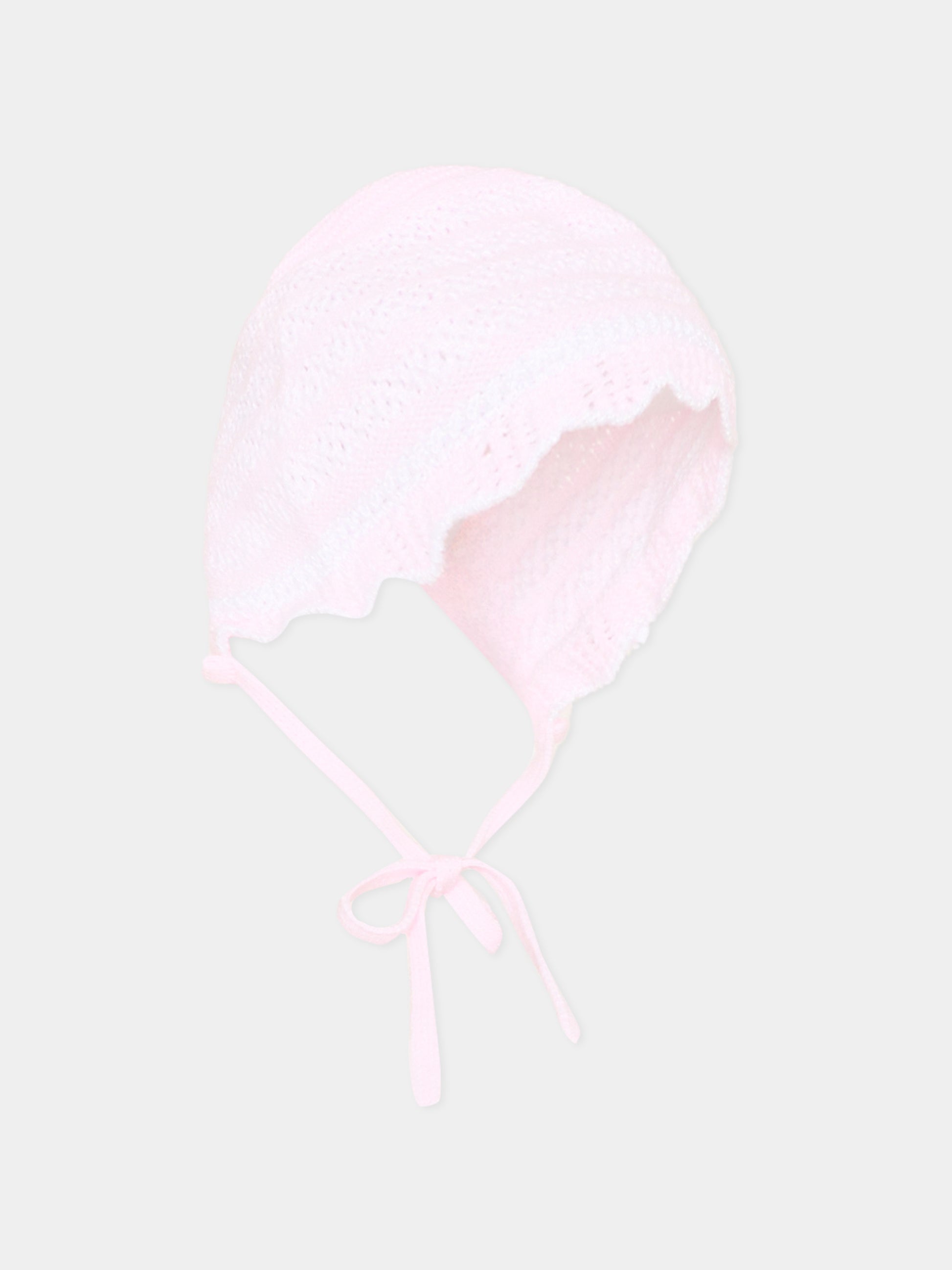 Cuffietta rosa in tricot per neonata,Paz Rodríguez,011 123384 3701 H82